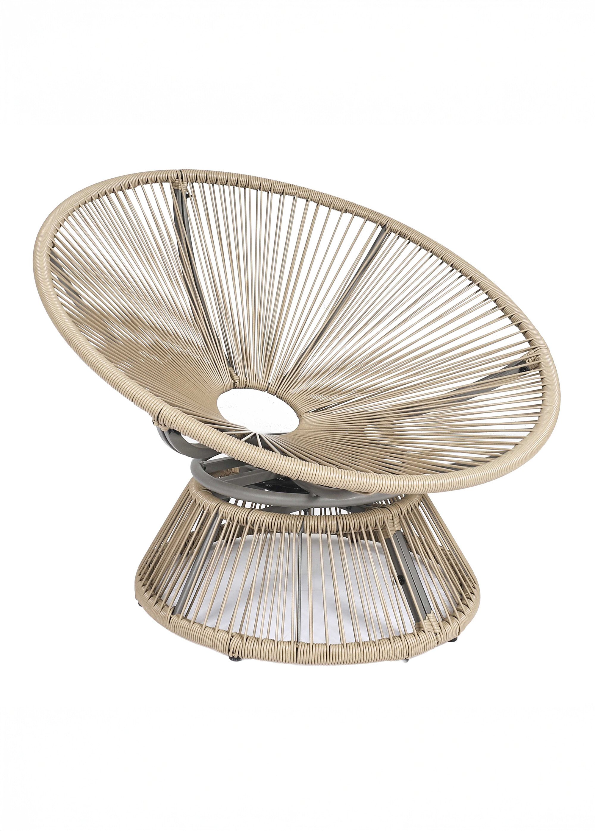 Fauteuil rembourré rotatif rotin, foncé