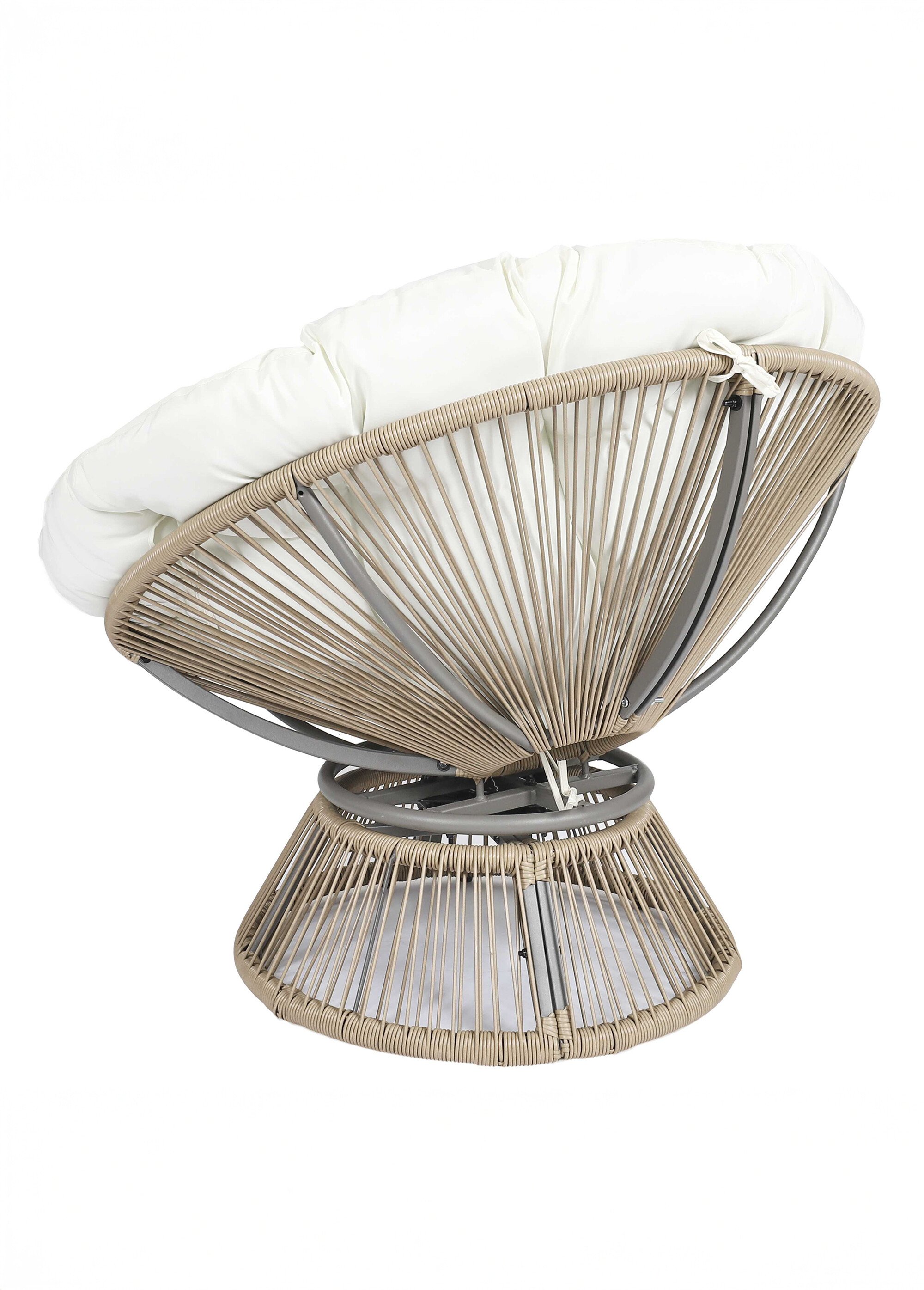 Fauteuil rembourré rotatif rotin, foncé