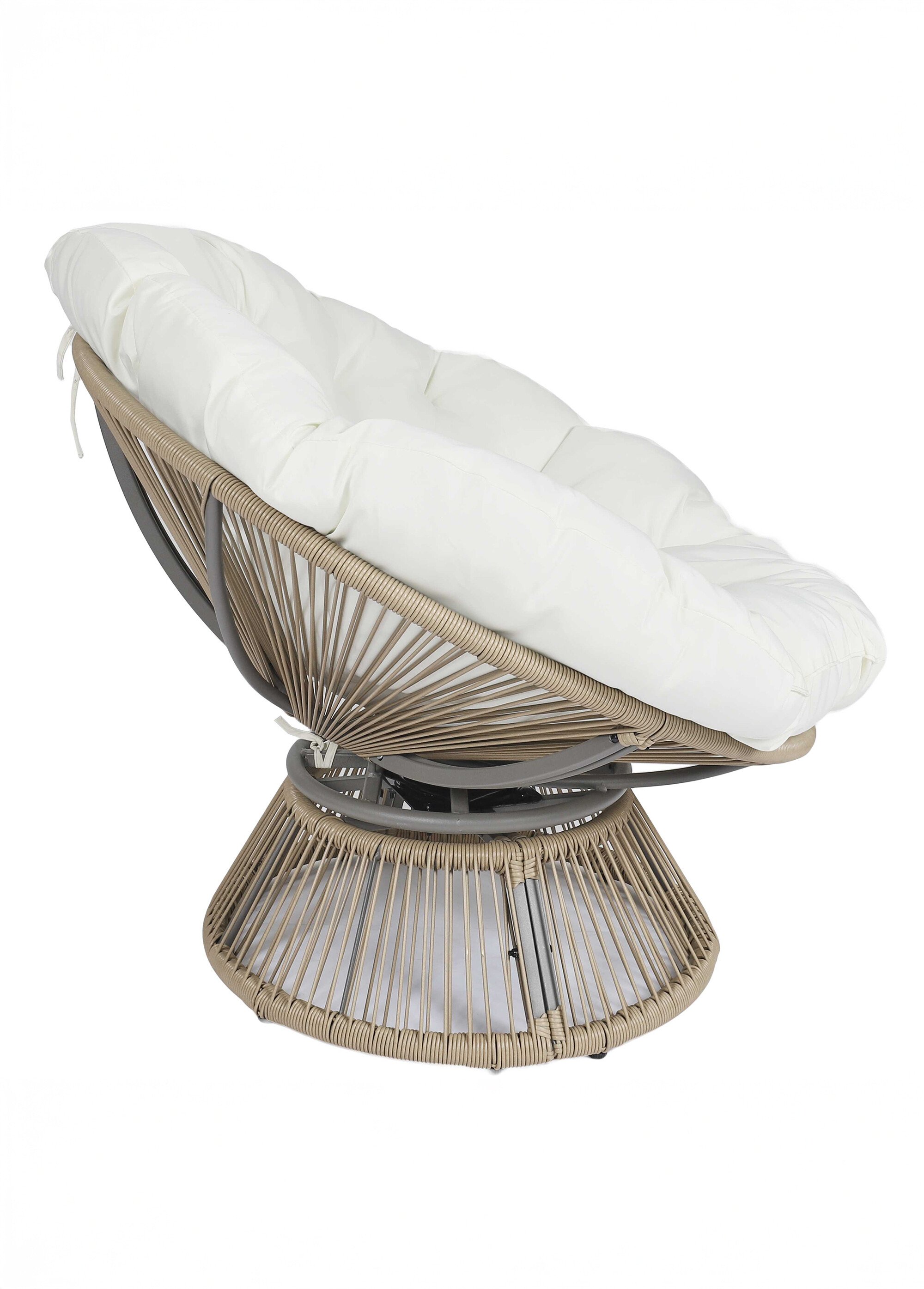 Fauteuil rembourré rotatif rotin, foncé BLANC CMP-HDO0049 DR1