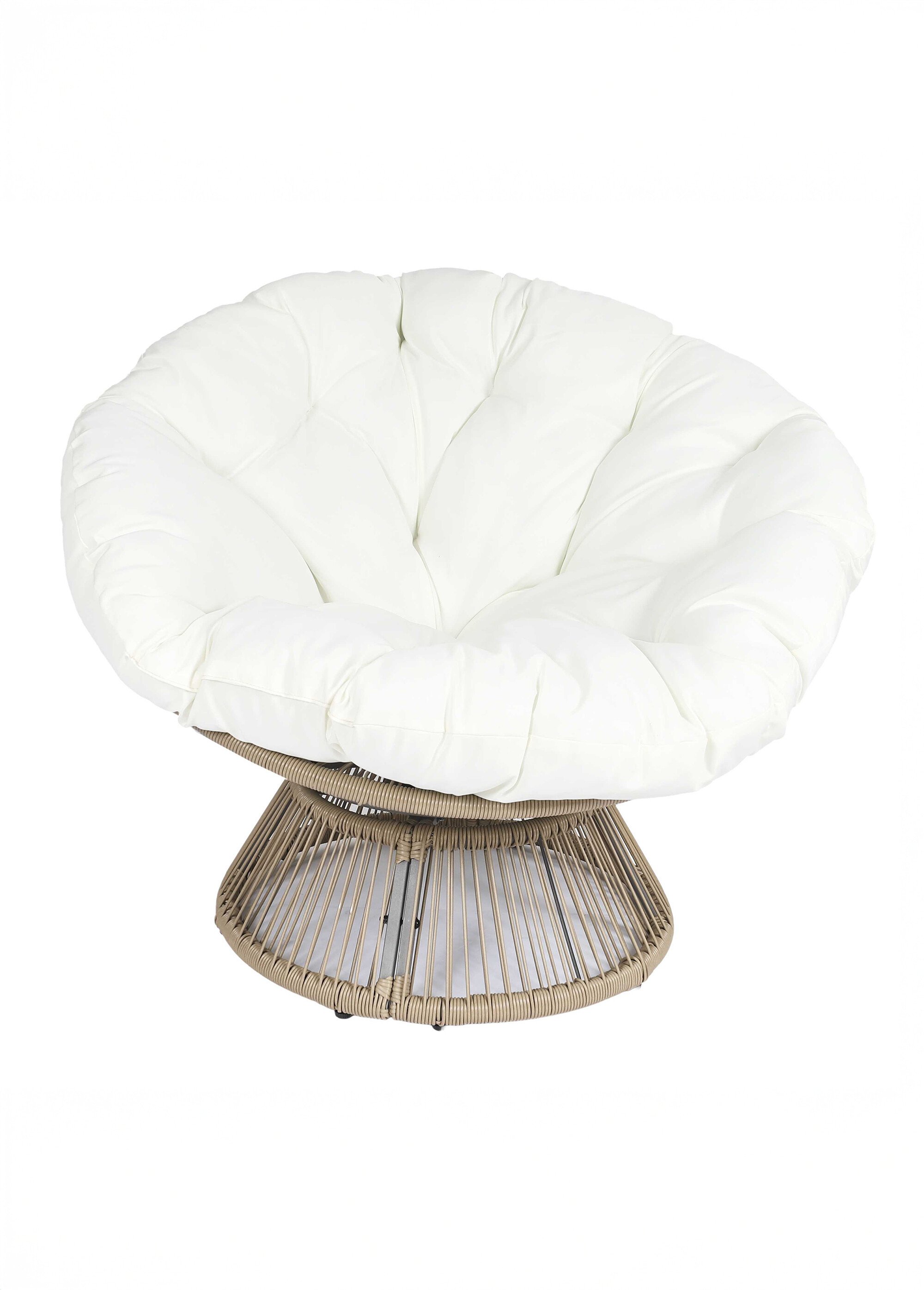 Fauteuil rembourré rotatif rotin, foncé