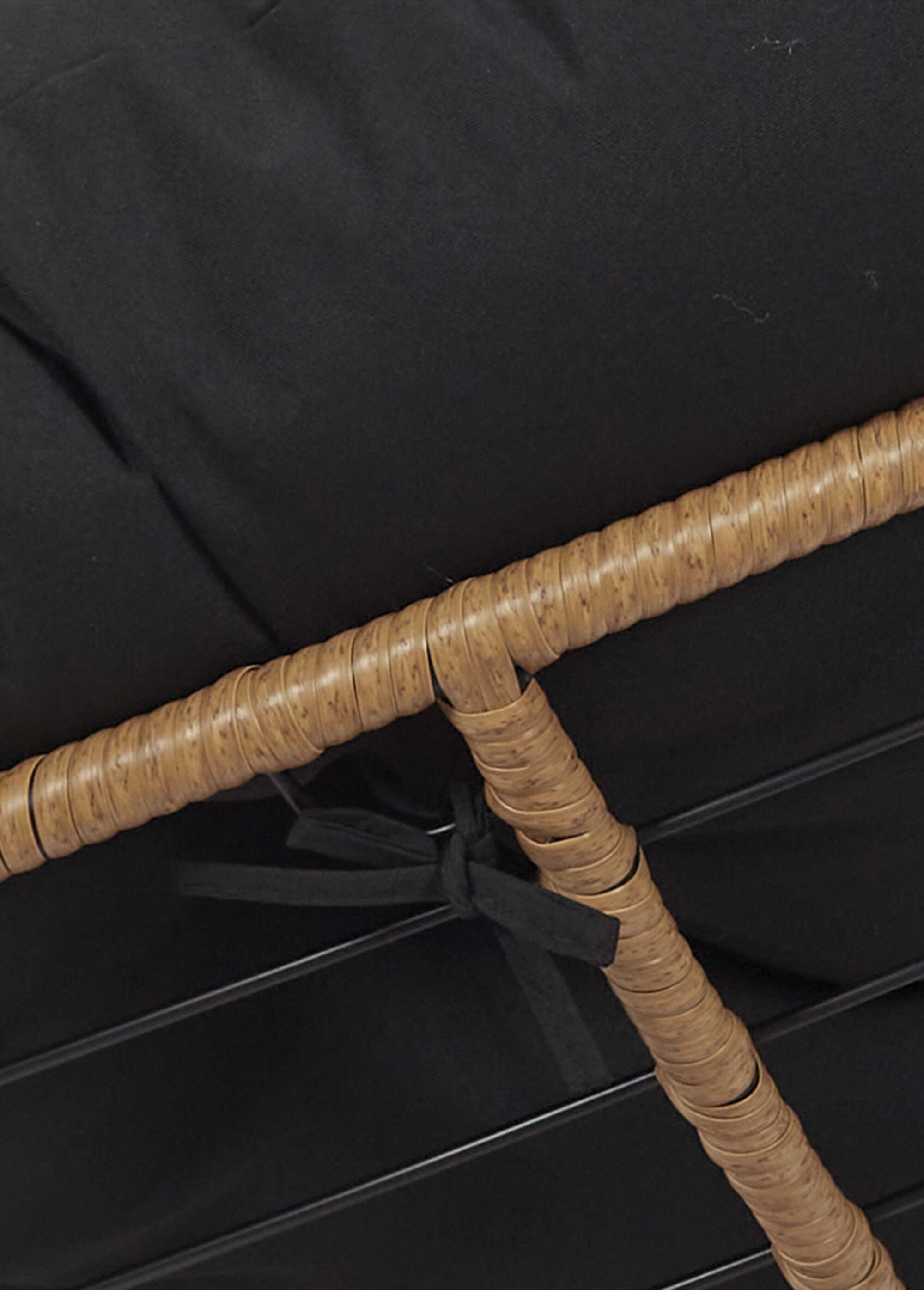 Fauteuil rembourré rotatif rotin, foncé