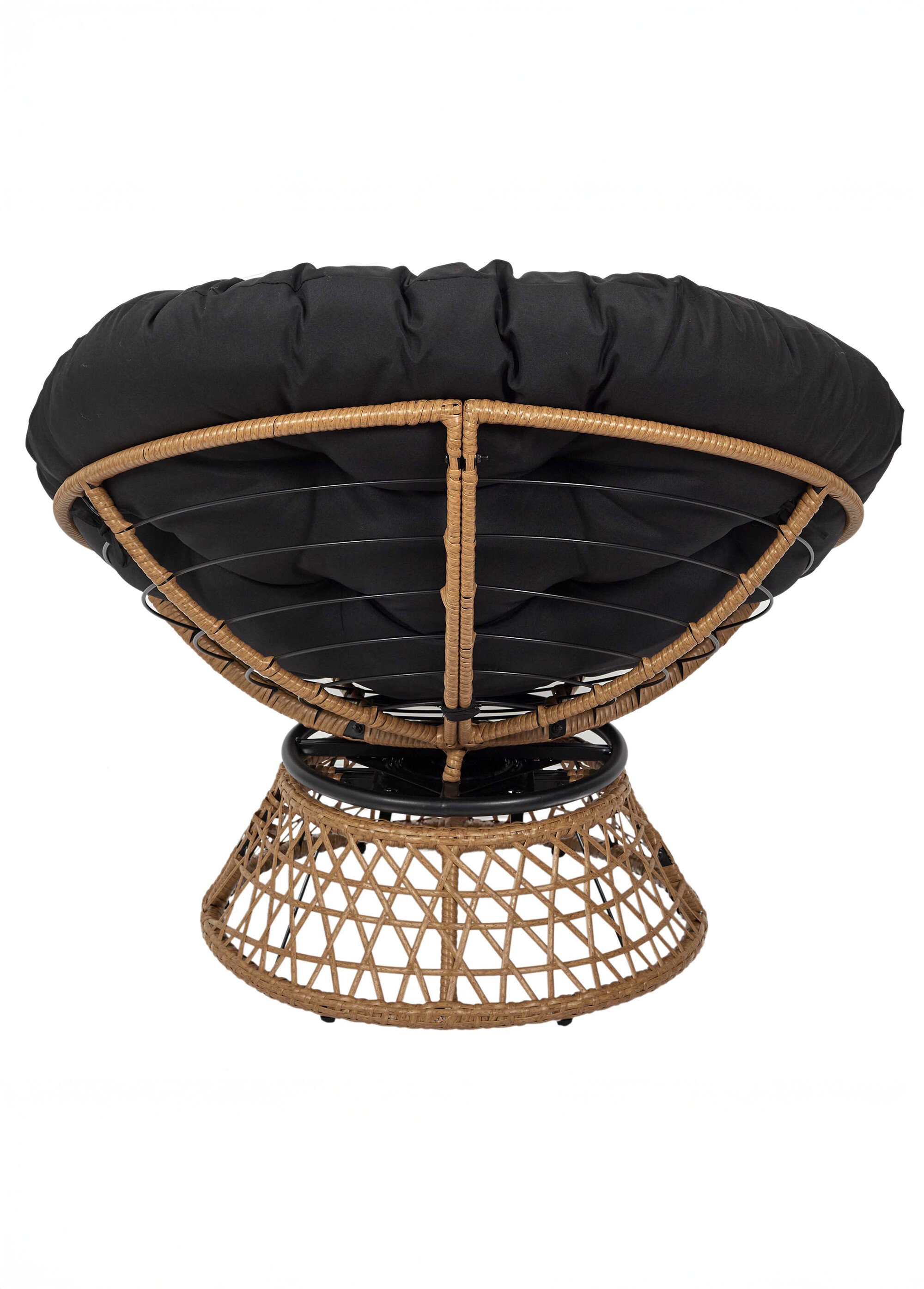 Fauteuil rembourré rotatif rotin, foncé