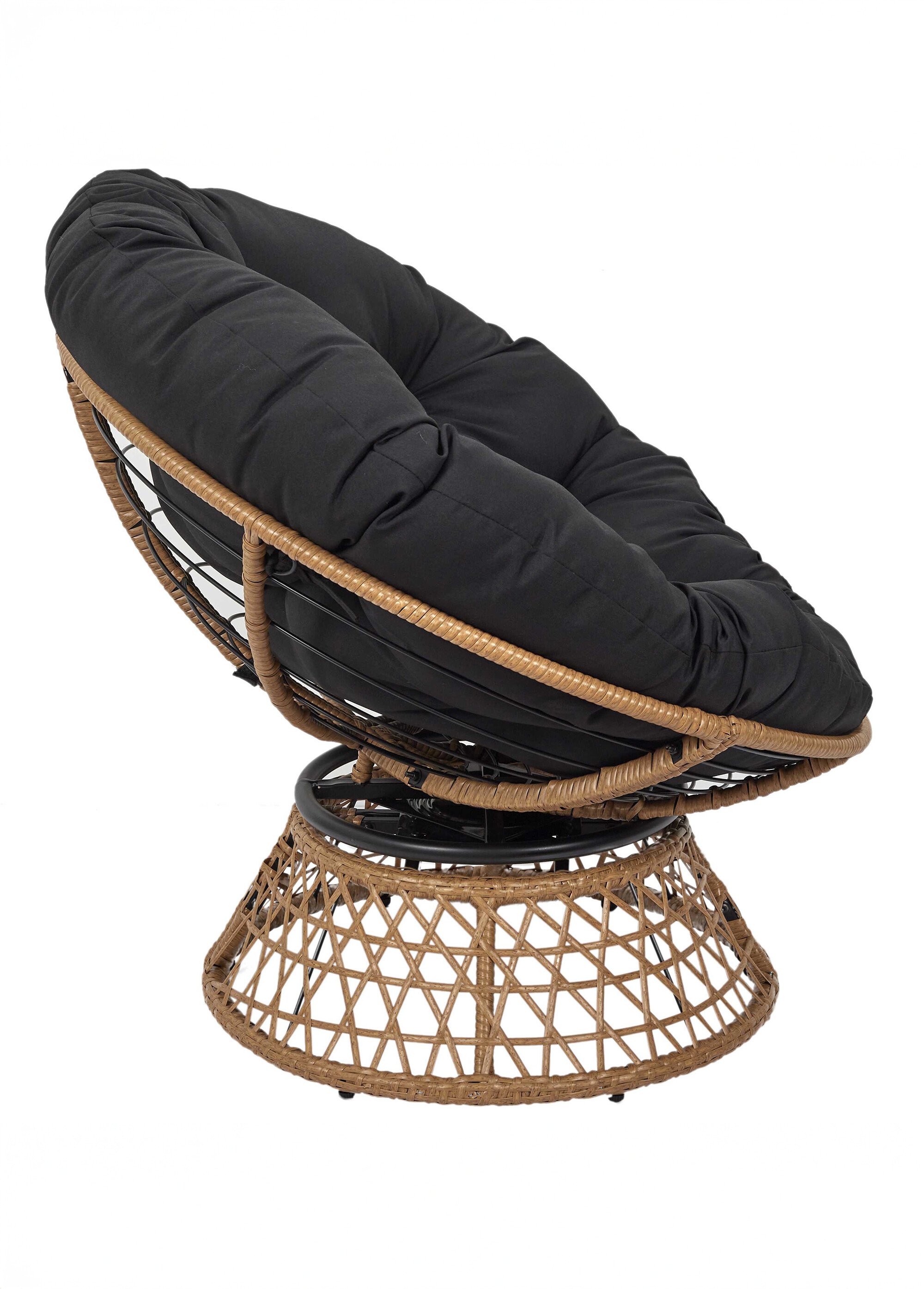 Fauteuil rembourré rotatif rotin, foncé NOIR CMP-HDO0049 DR1