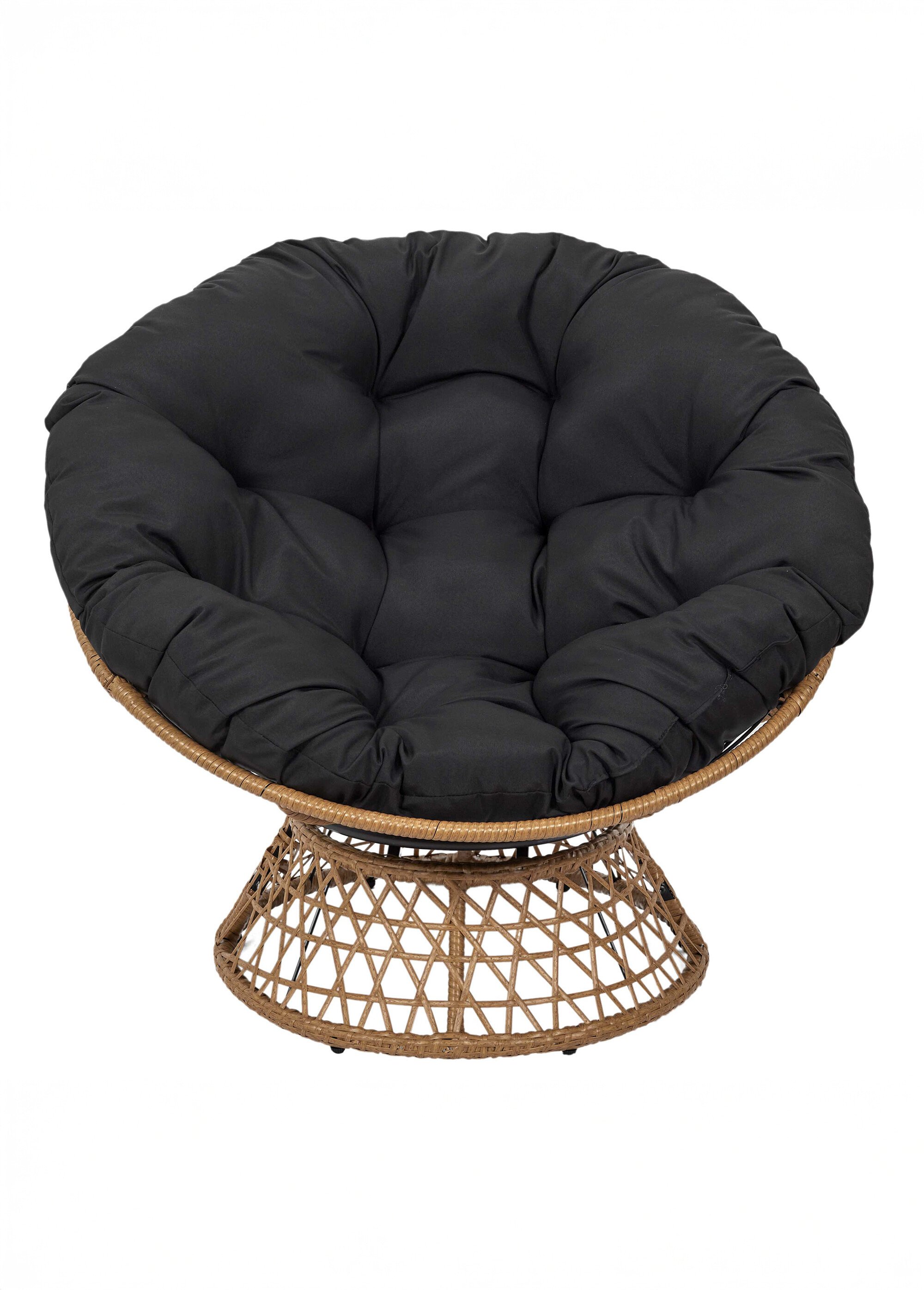 Fauteuil rembourré rotatif rotin, foncé