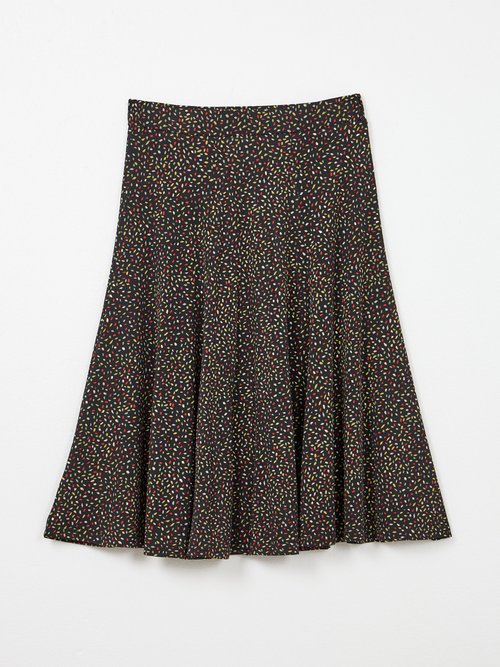 Jupe évasée maille imprimée ceinture élastiquée Femme Noir LORNA AP1