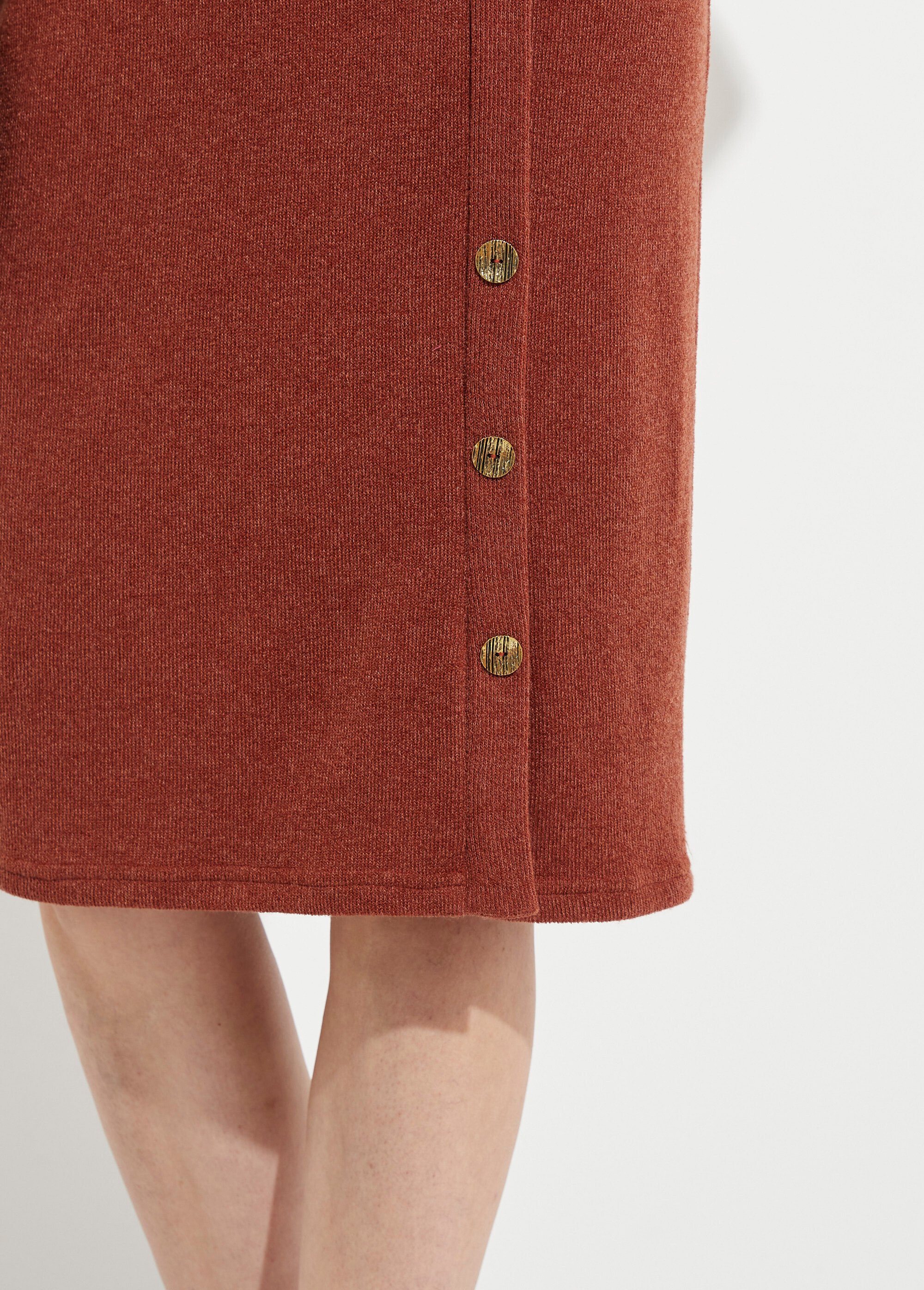 Jupe longue droite maille et boutons fantaisie