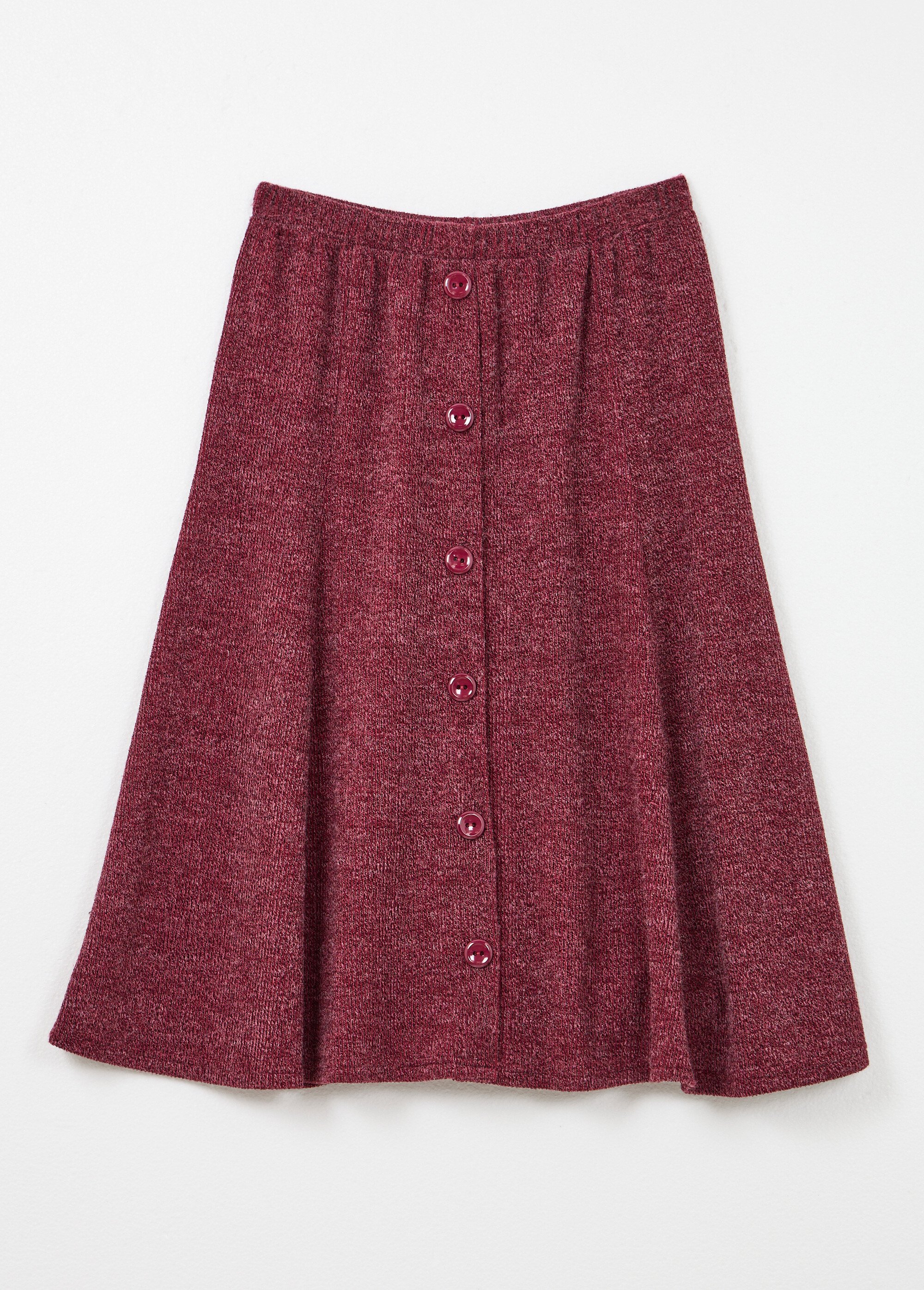 Jupe mi longue évasée maille chaude unie Femme Rouge LEO AP1
