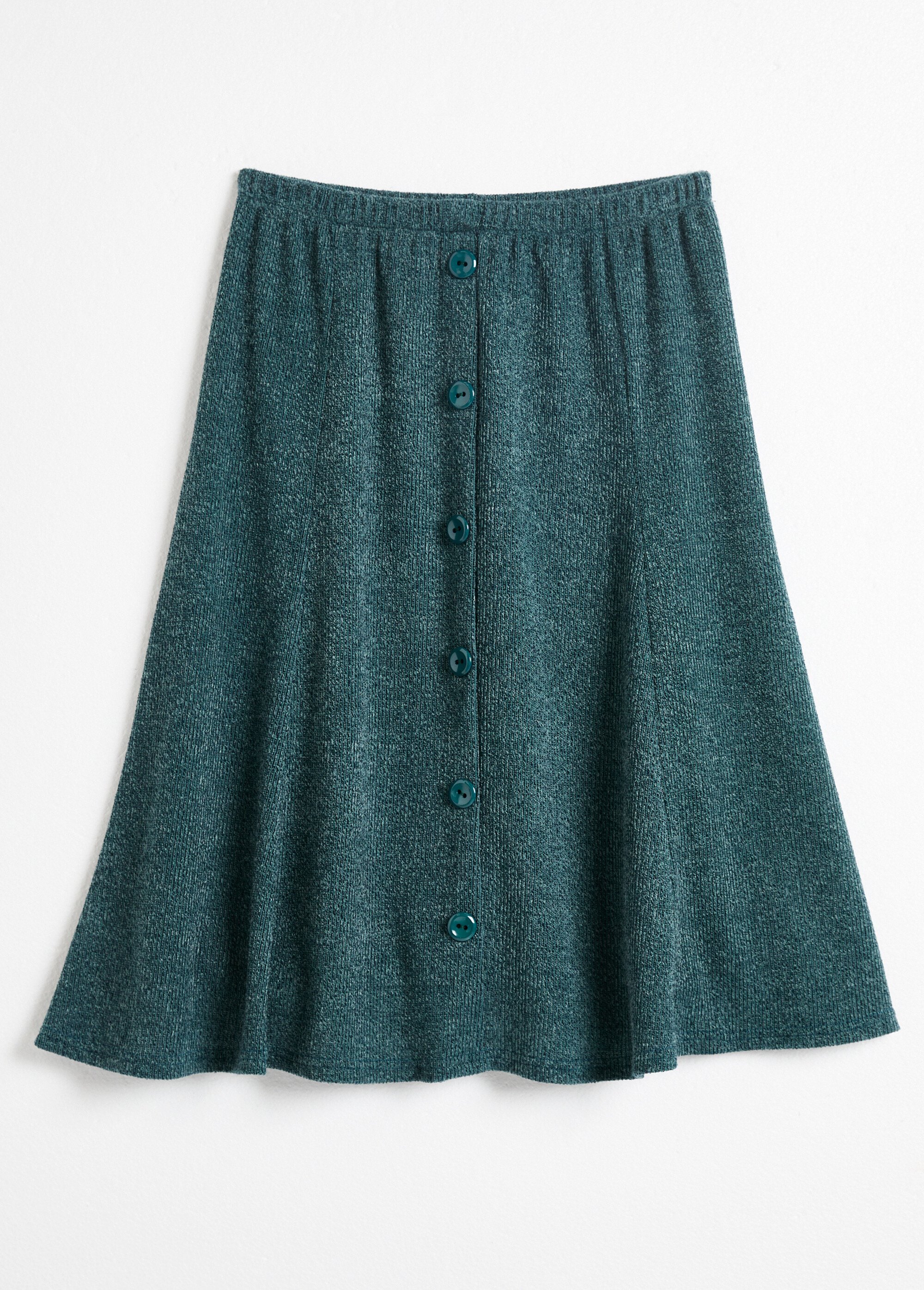 Jupe mi longue évasée maille chaude unie Femme Vert LEO AP1