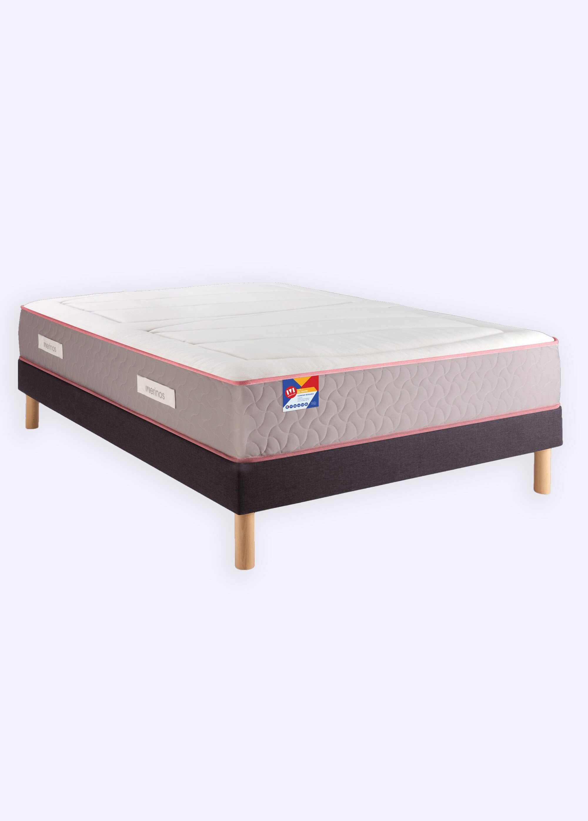 Matelas à ressorts ferme anti acariens, haut. 14cm BLANC MER-DU-MATIN DE2