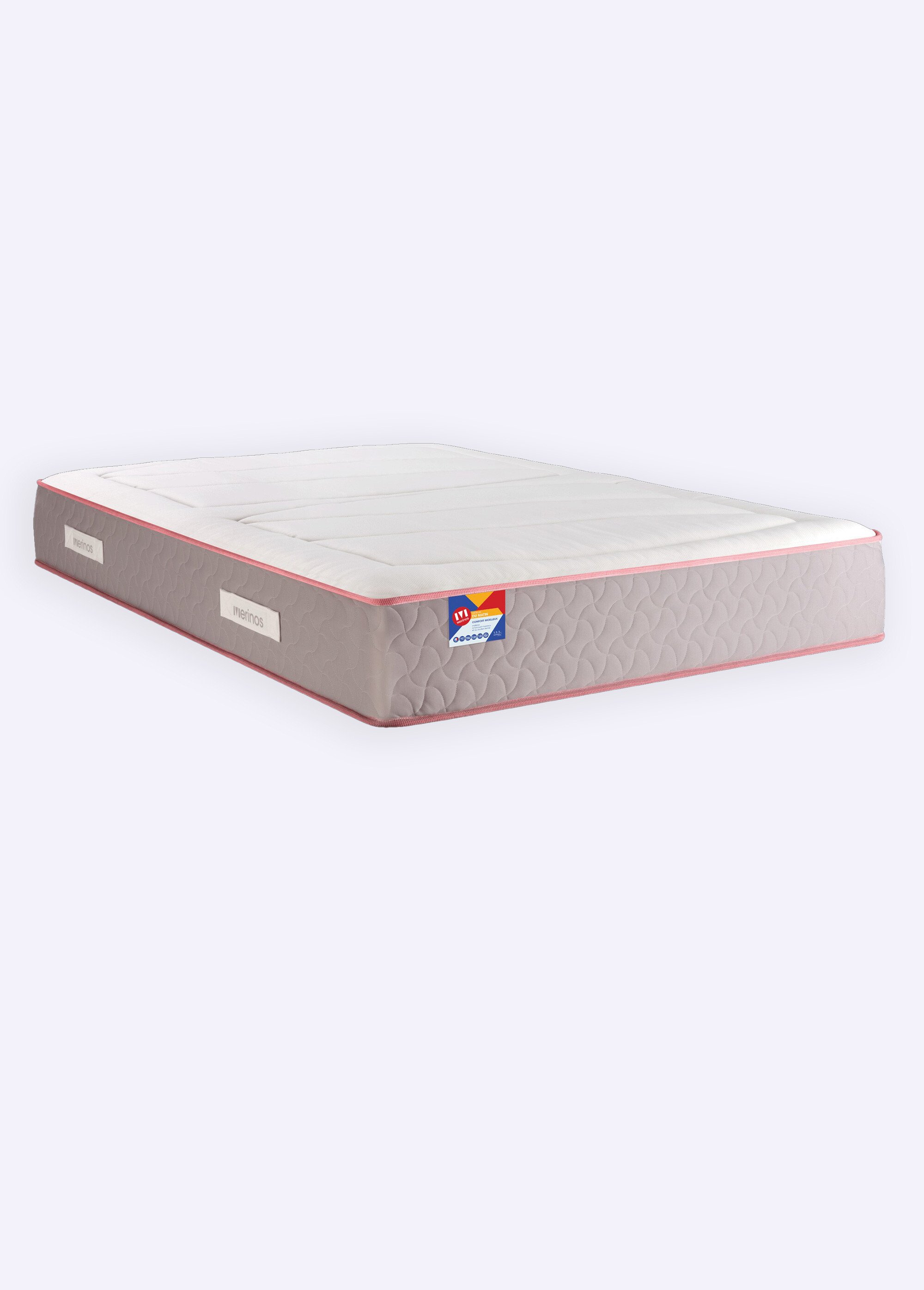 Matelas à ressorts ferme anti acariens, haut. 14cm BLANC MER-DU-MATIN FA1