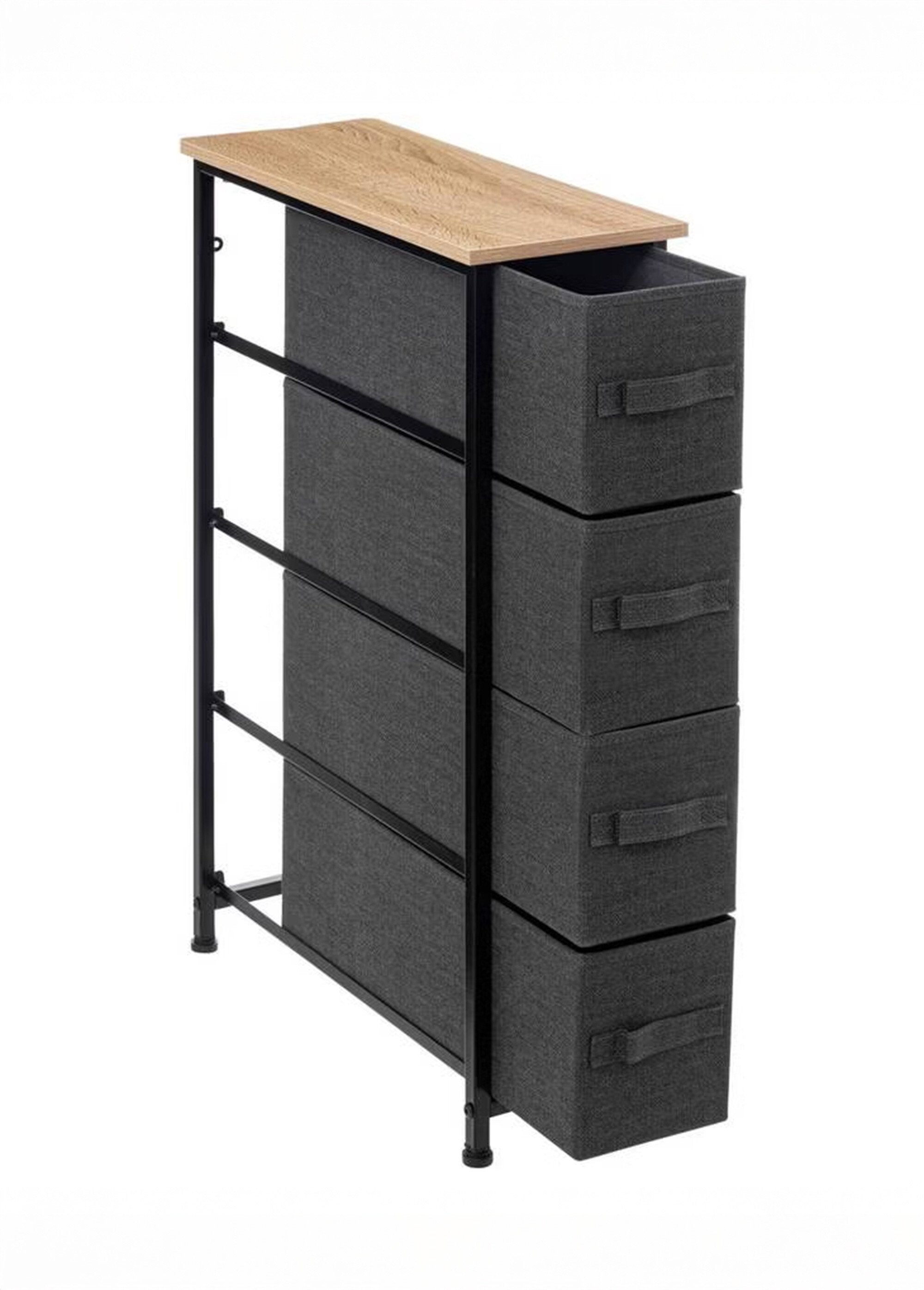 Meuble gain de place, 4 tiroirs tissu NOIR JJA-130140 DE1