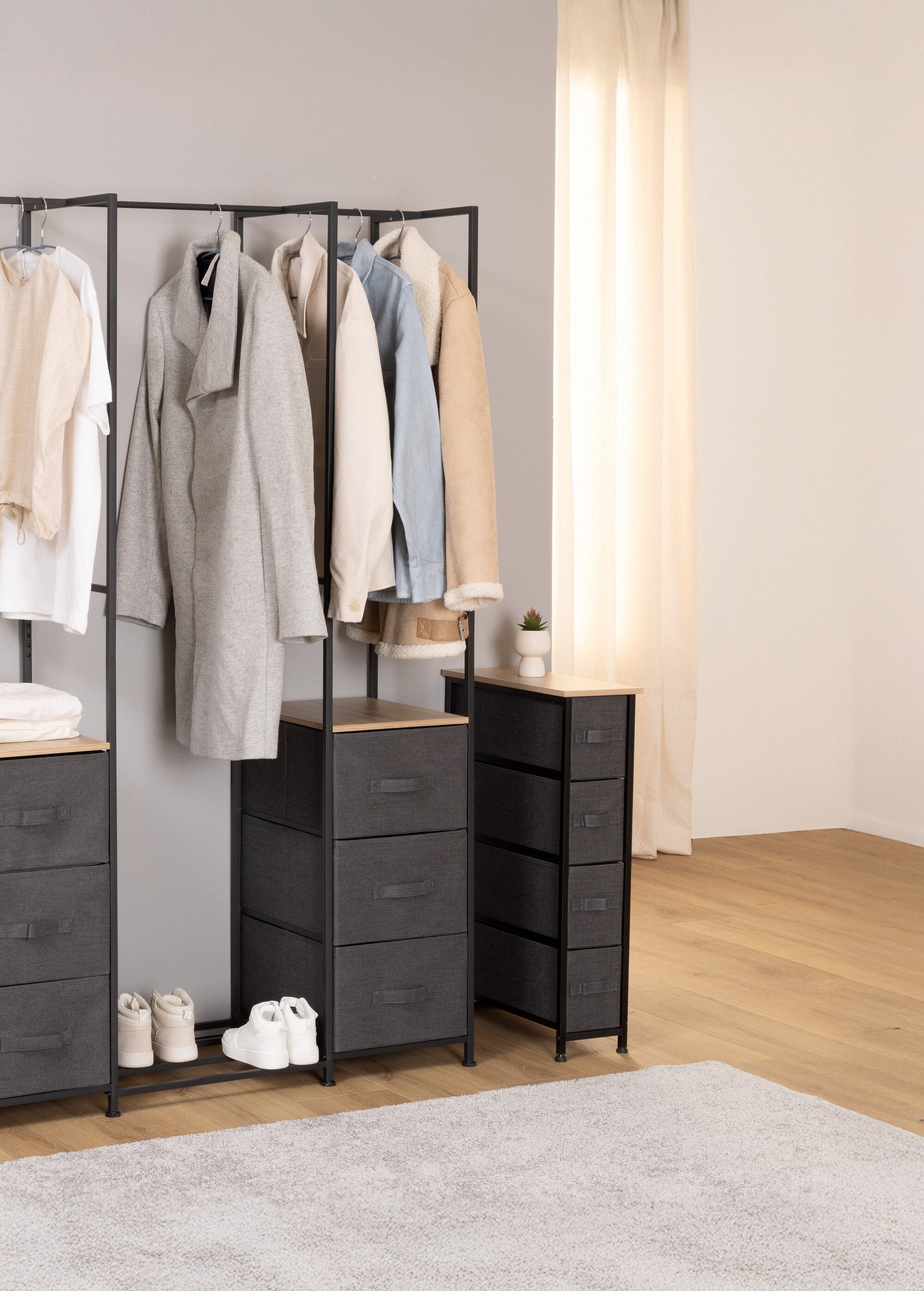 Meuble gain de place, 4 tiroirs tissu NOIR JJA-130140 SI1