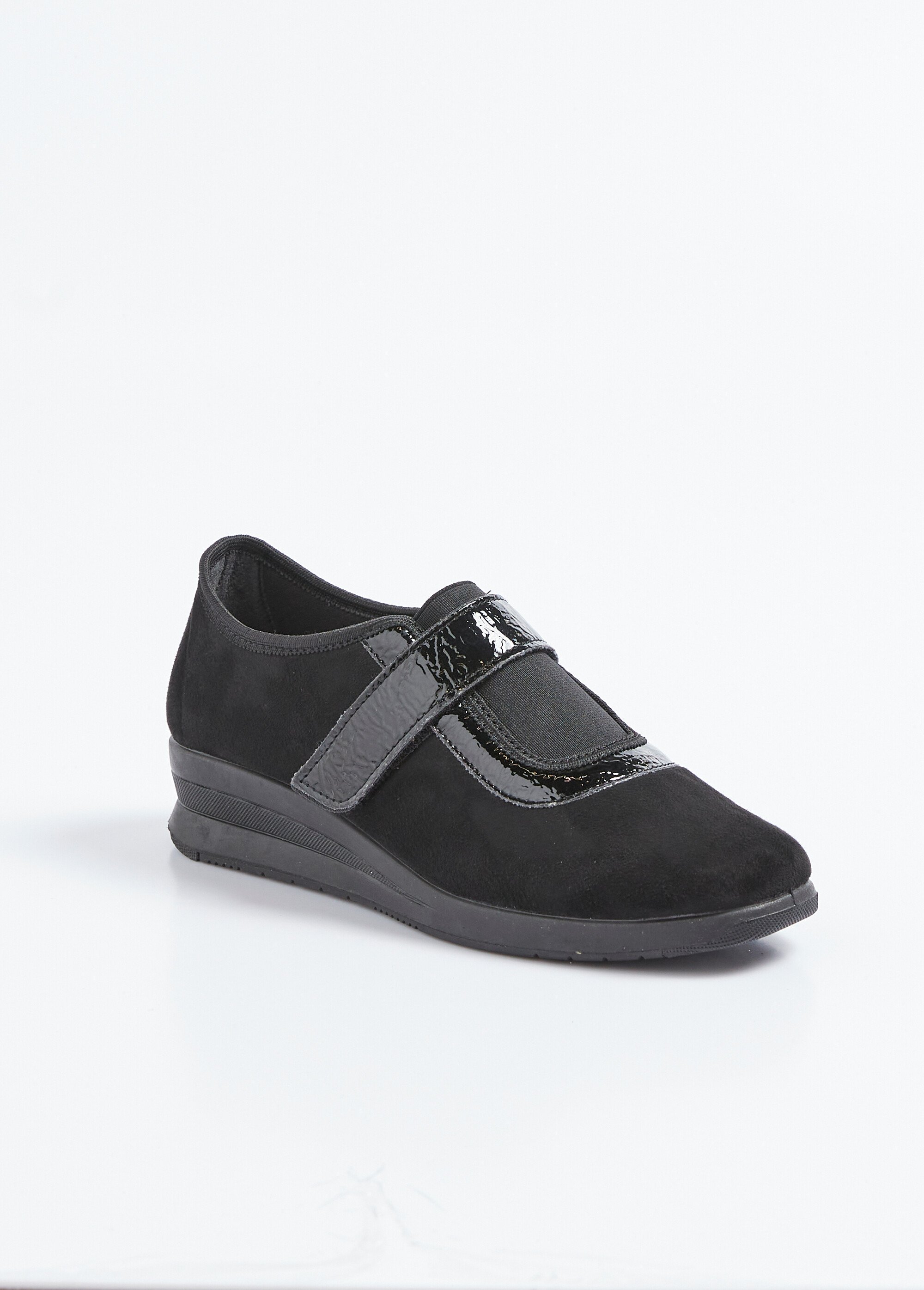 Mocassin élastiqués scratchés largeur confort emboîtants Femme Noir ODILIQUE FA1