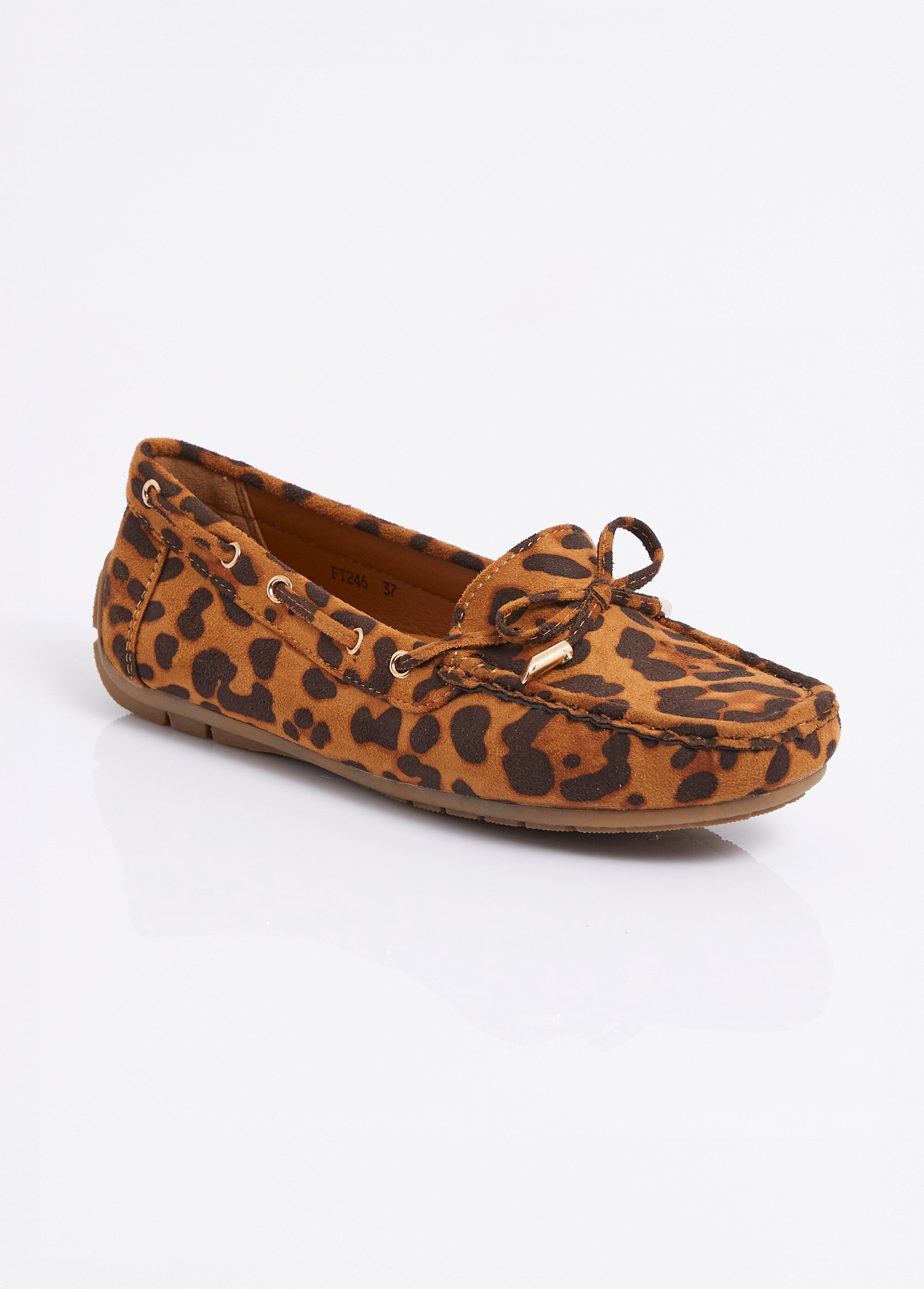 Mocassins en suédine avec œillets métal Femme LEOPARD JANNFT246 FA1