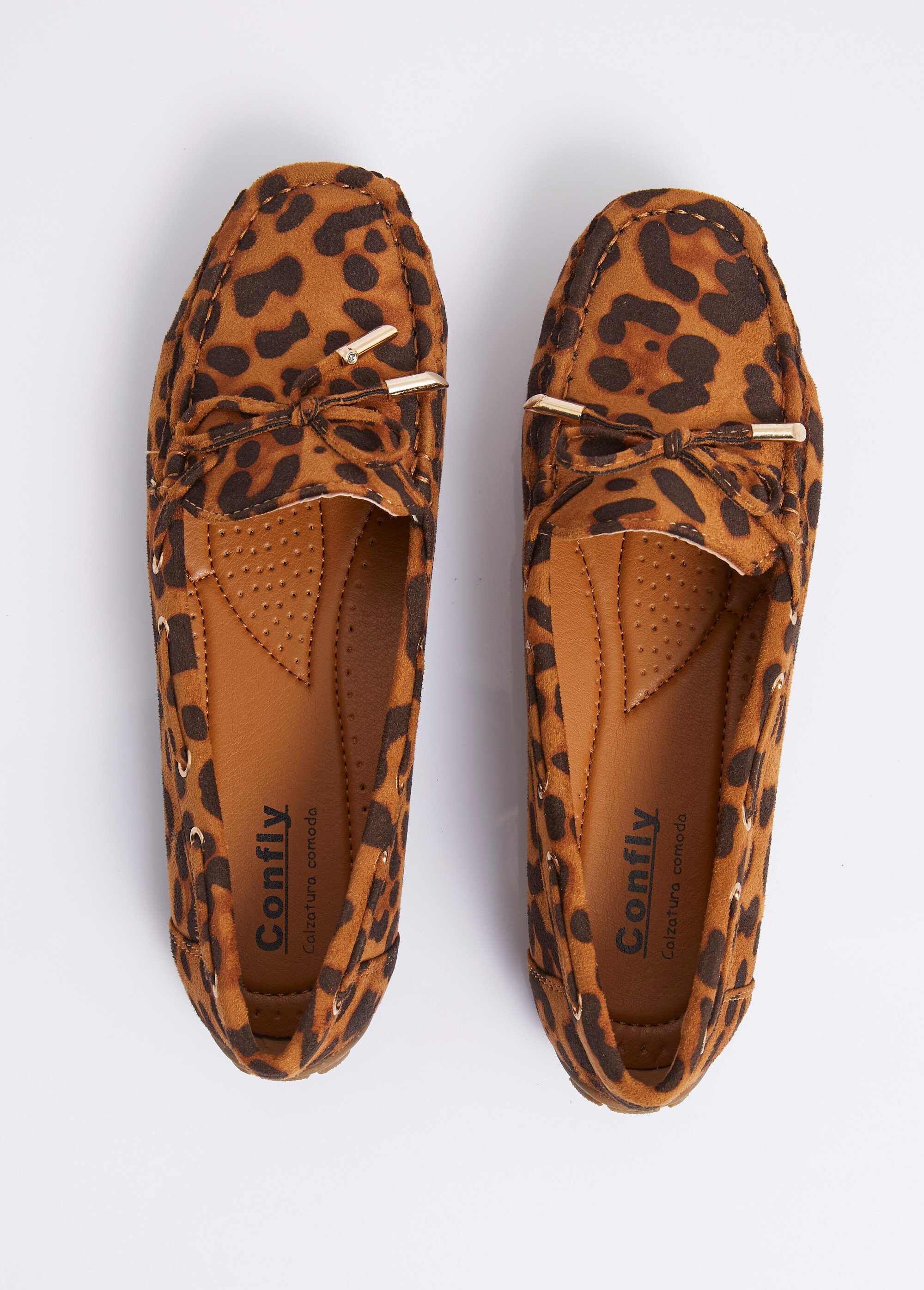 Mocassins en suédine avec œillets métal Femme LEOPARD JANNFT246 OV1