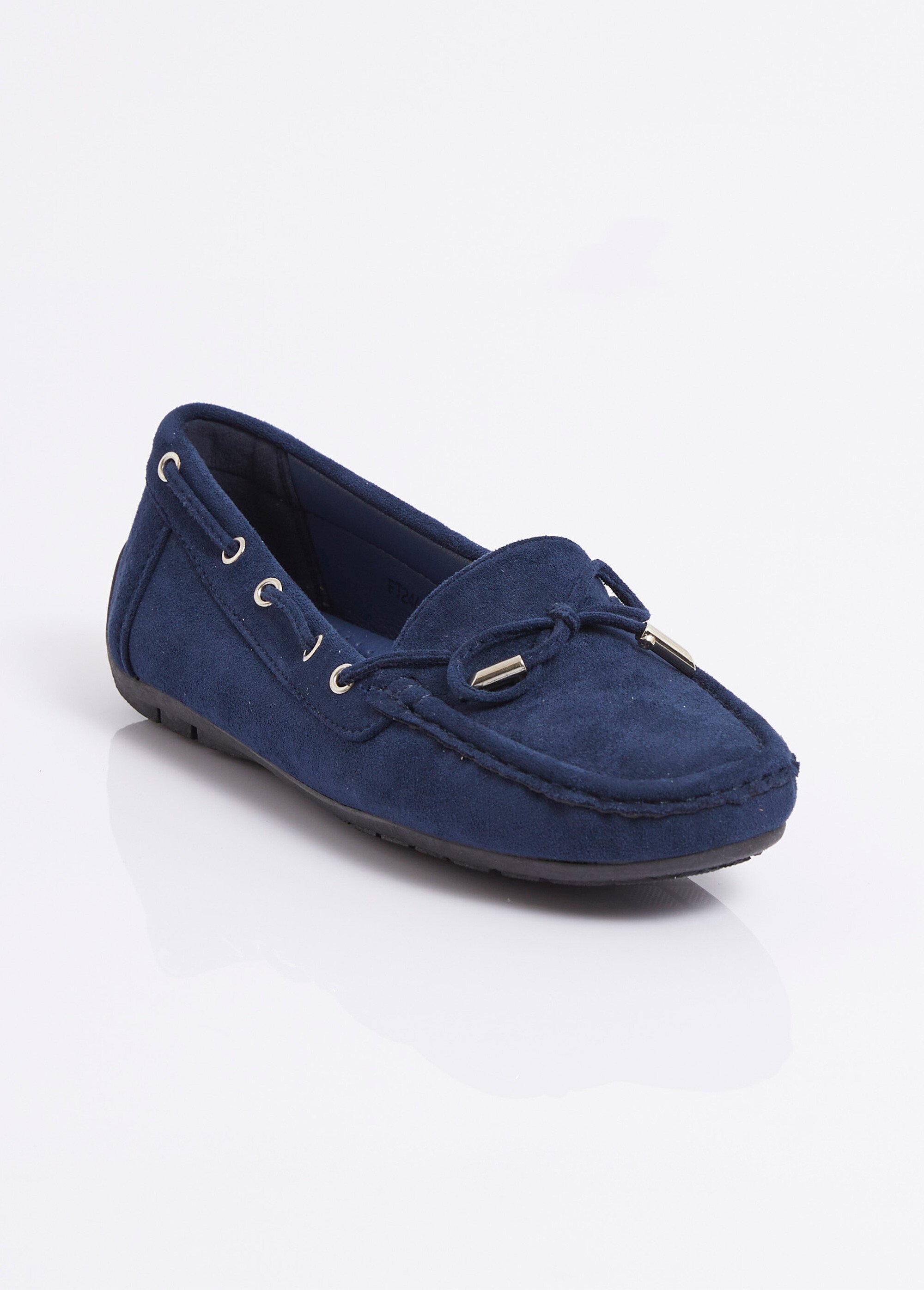 Mocassins en suédine avec œillets métal Femme Bleu JANNFT246 FA1
