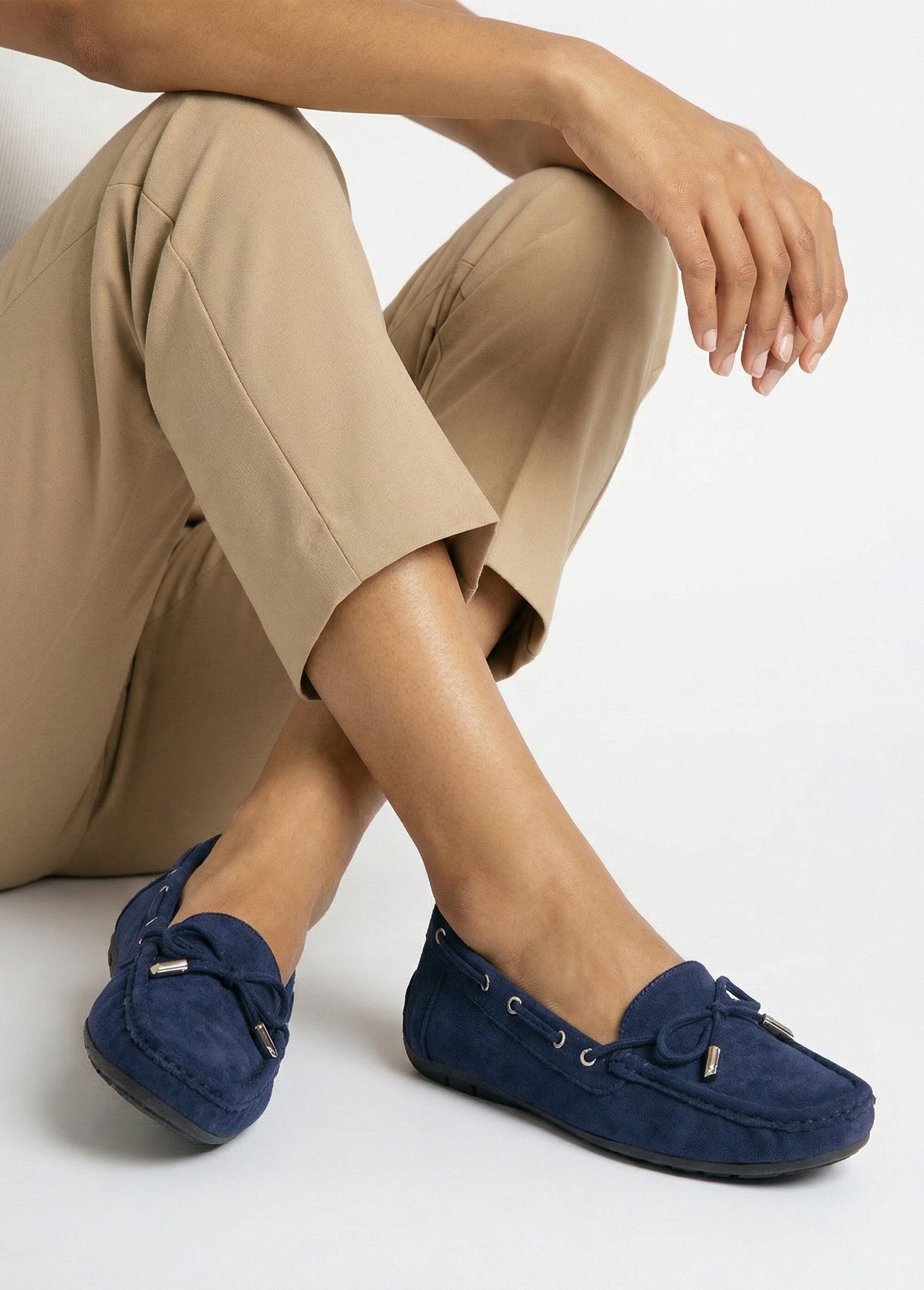 Mocassins en suédine avec œillets métal Femme Bleu JANNFT246 SI1