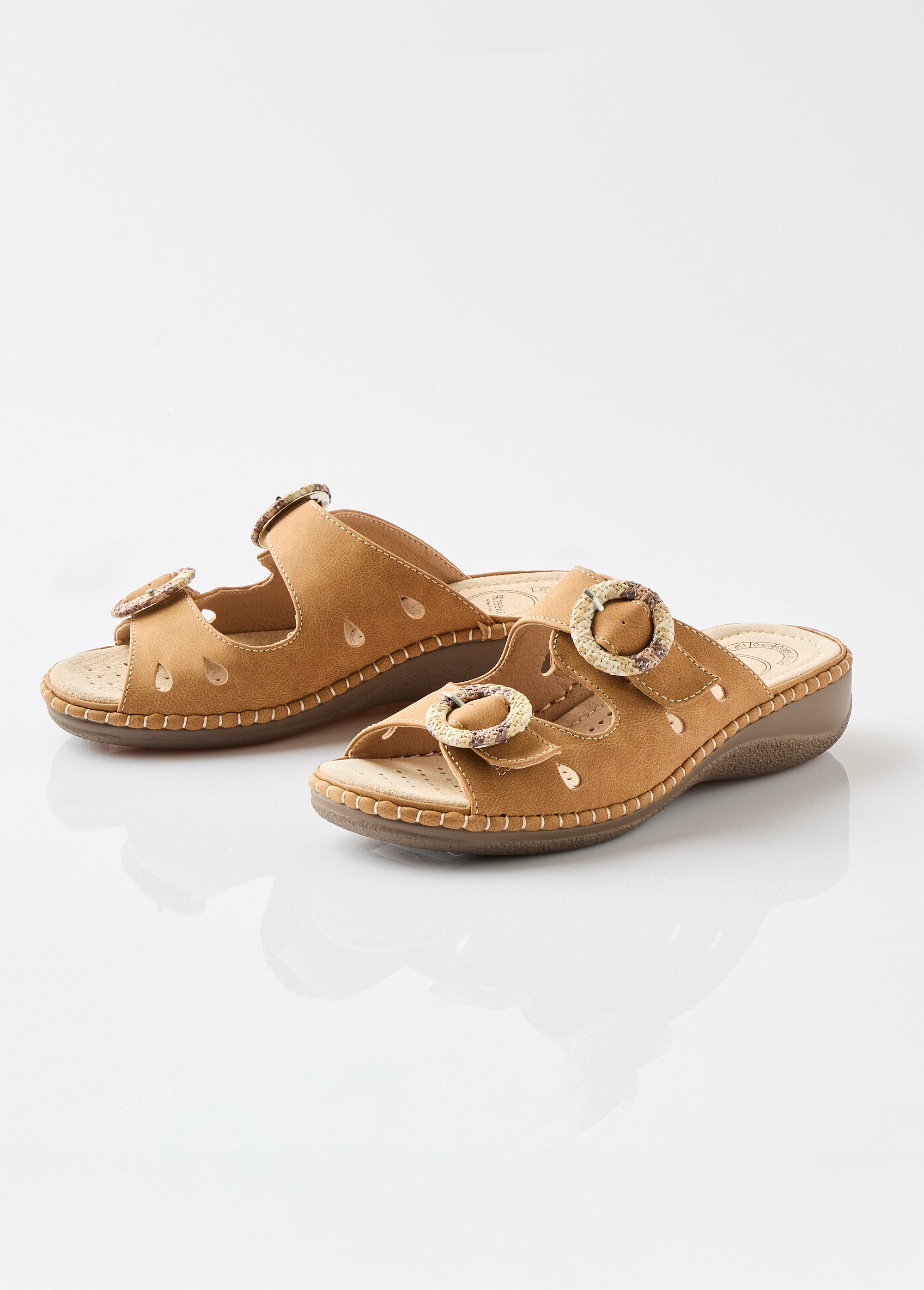 Mules à boucles largeur confort