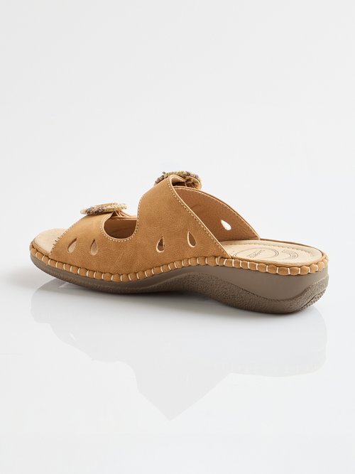 Mules à boucles largeur confort Femme Marron OPENFIELD DO1