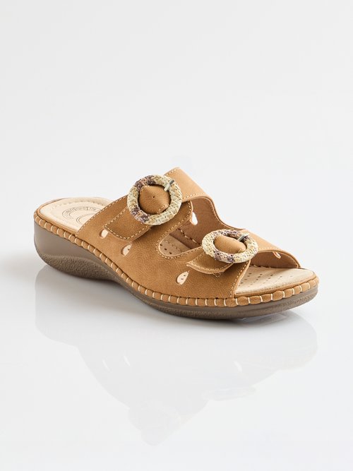 Mules à boucles largeur confort Femme Marron OPENFIELD FA1