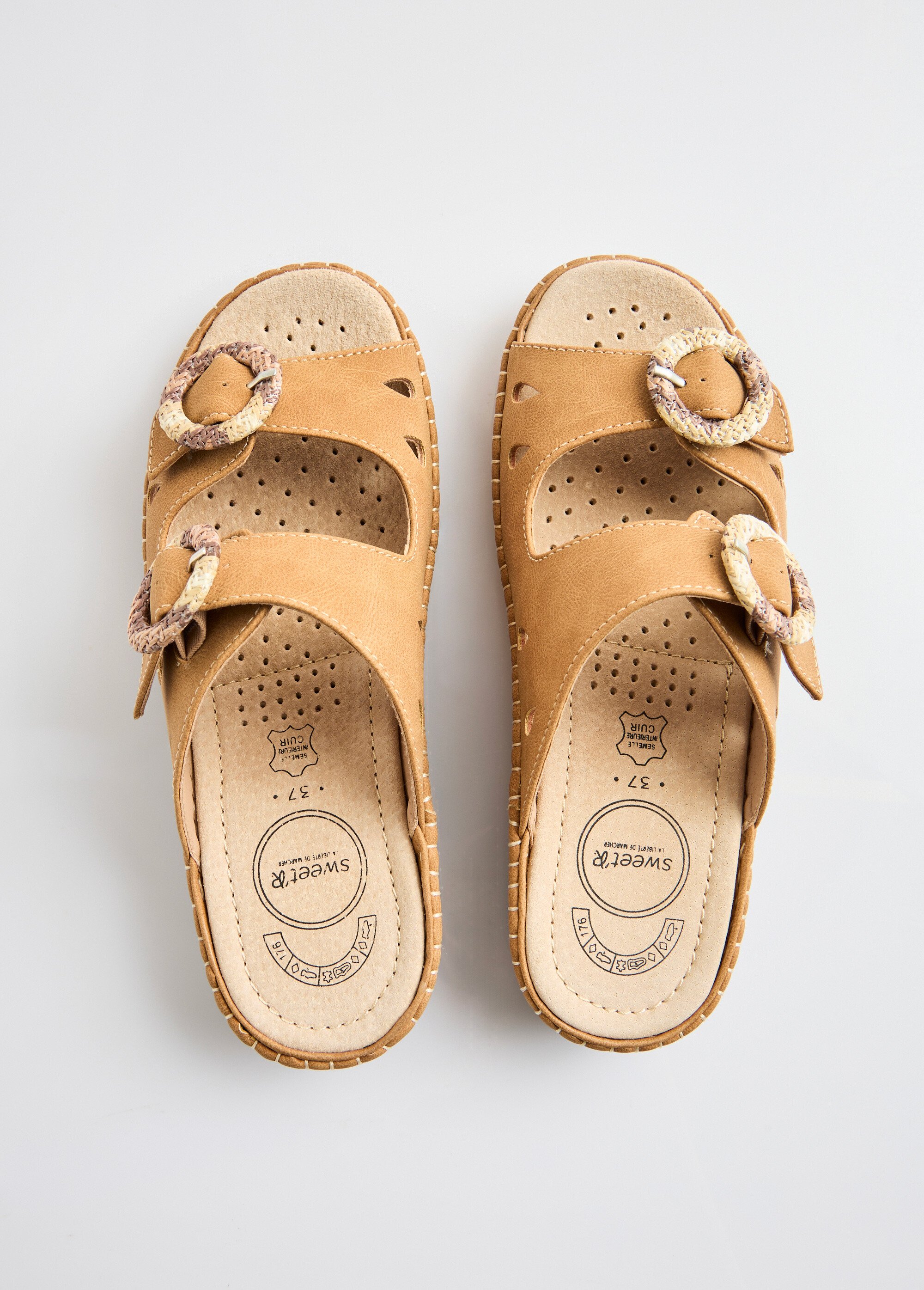 Mules à boucles largeur confort Femme Marron OPENFIELD OV1