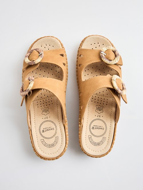 Mules à boucles largeur confort Femme Marron OPENFIELD OV1