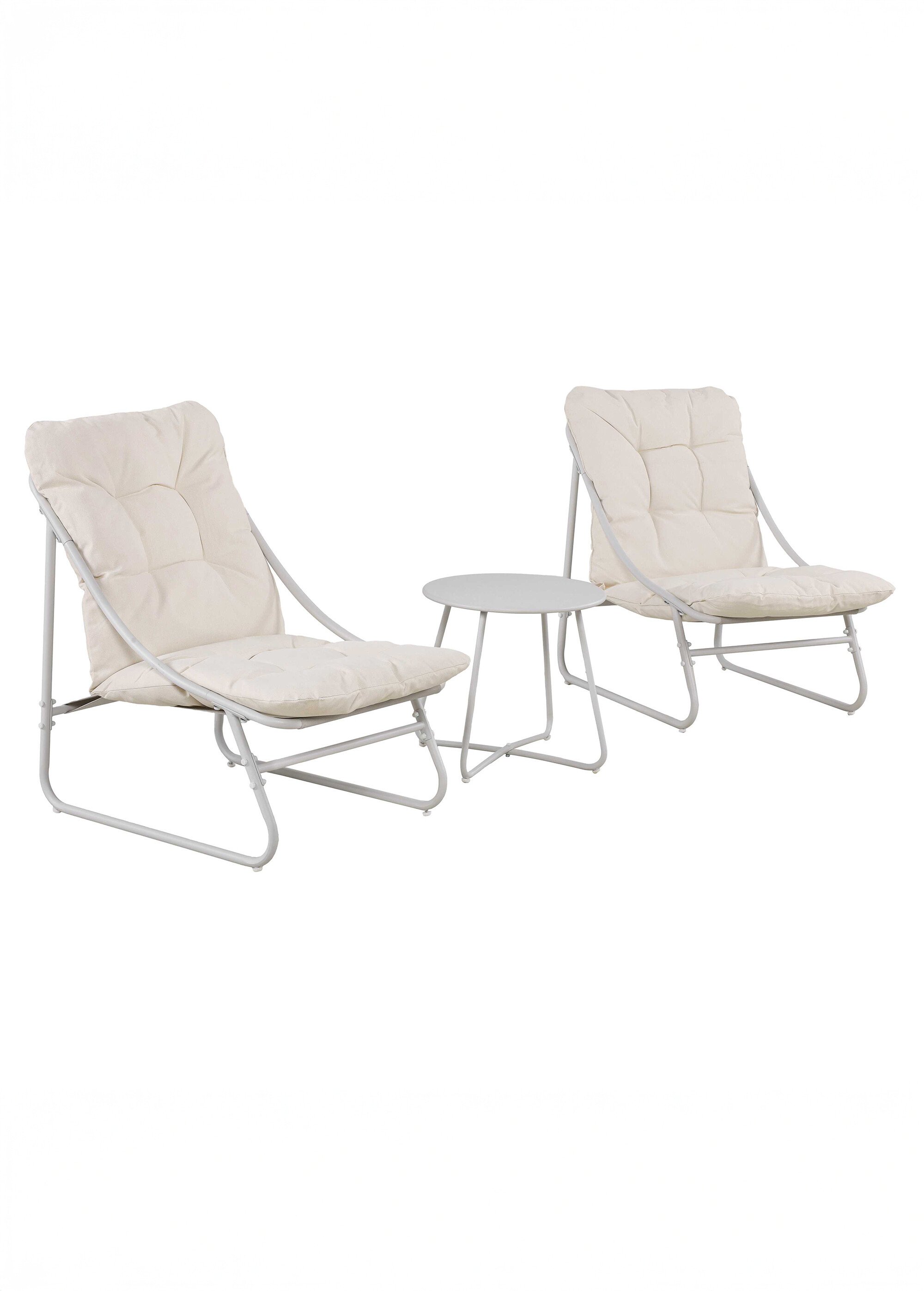 Salon de jardin capitonné, pieds métal BEIGE CMP-HDO7456 FA1