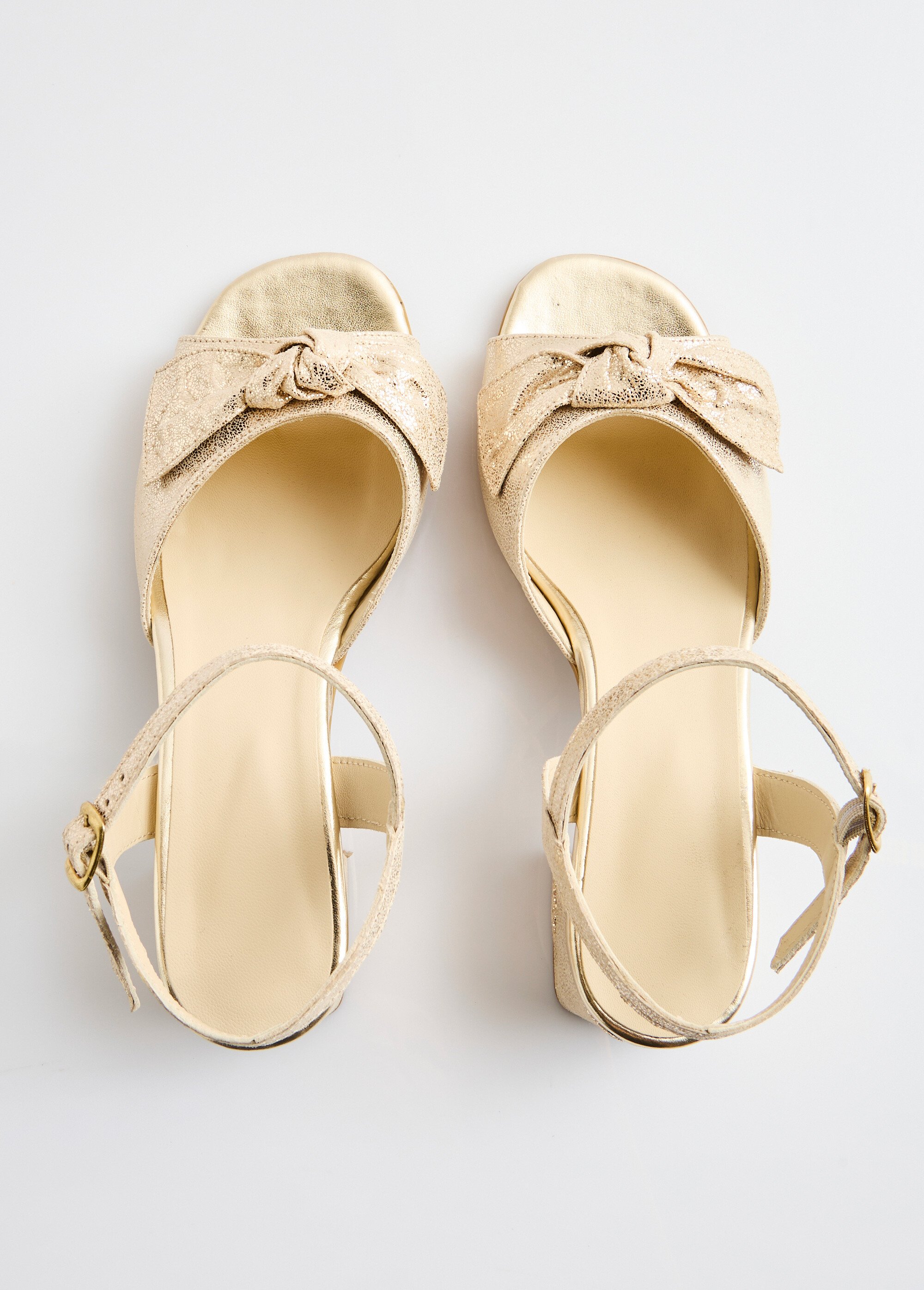 Sandales à talon cuir irisé noeud fantaisie Femme Doré OCTAVIA OV1