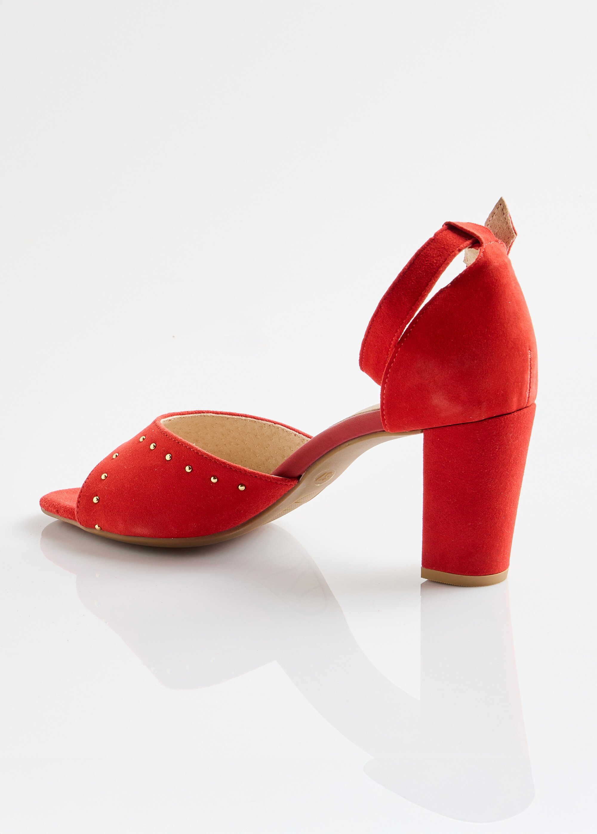 Sandales à talon cuir velouté Femme Rouge OBONNE DO1