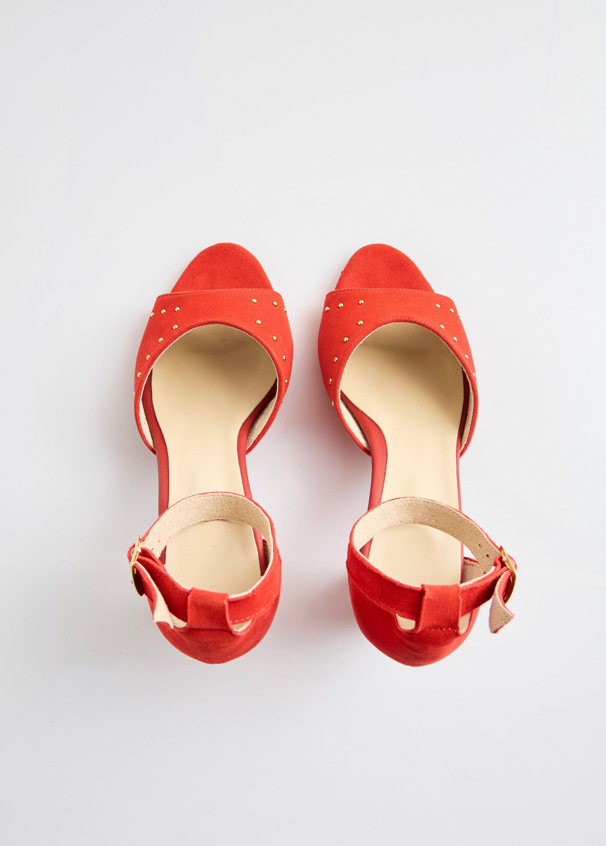 Sandales à talon cuir velouté Femme Rouge OBONNE OV1