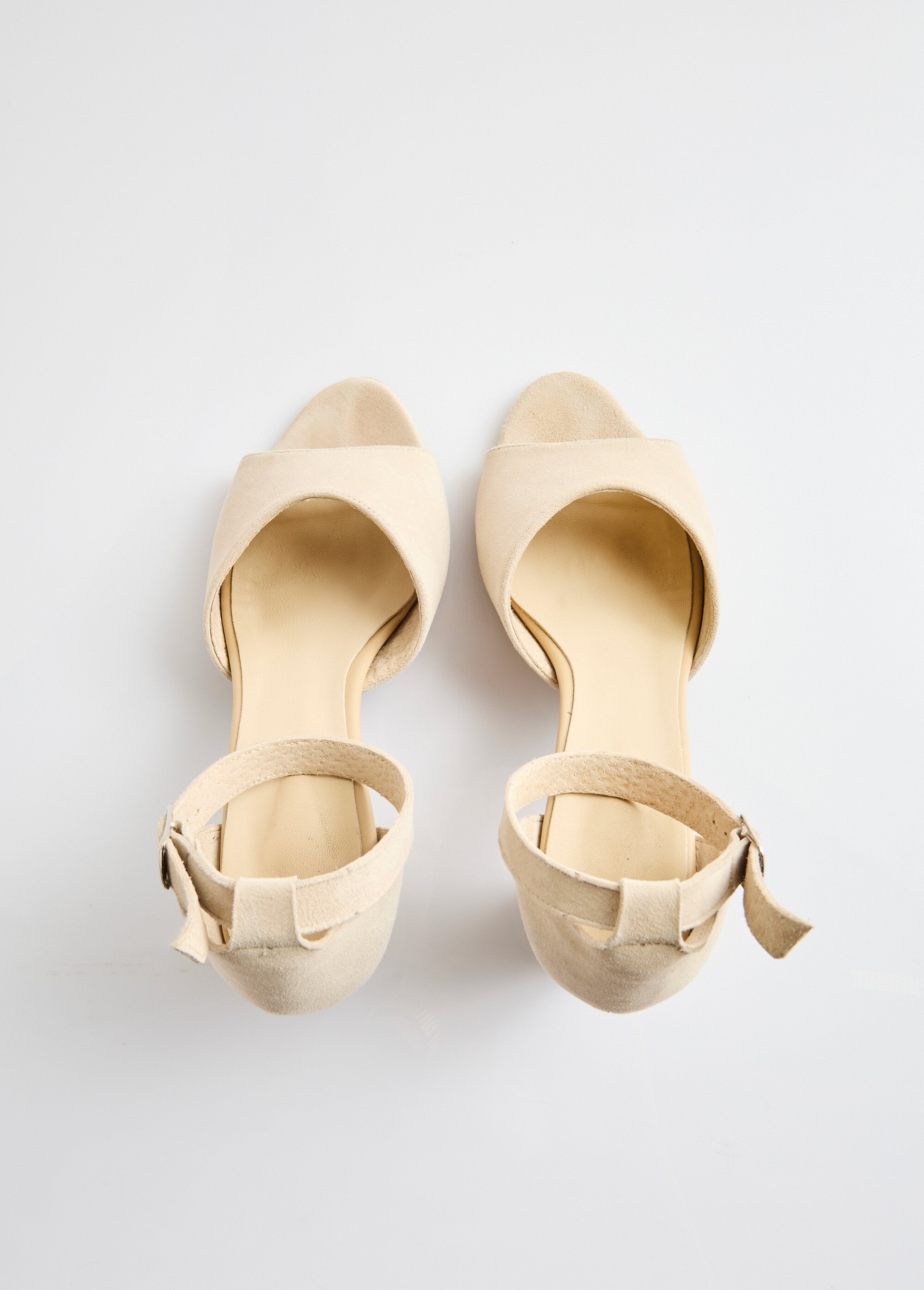 Sandales à talon cuir velouté Femme Beige OBONNE OV1