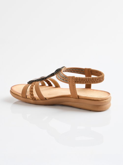 Sandales bijoux ouvertes compensées largeur confort Femme Marron OLEARES DO1