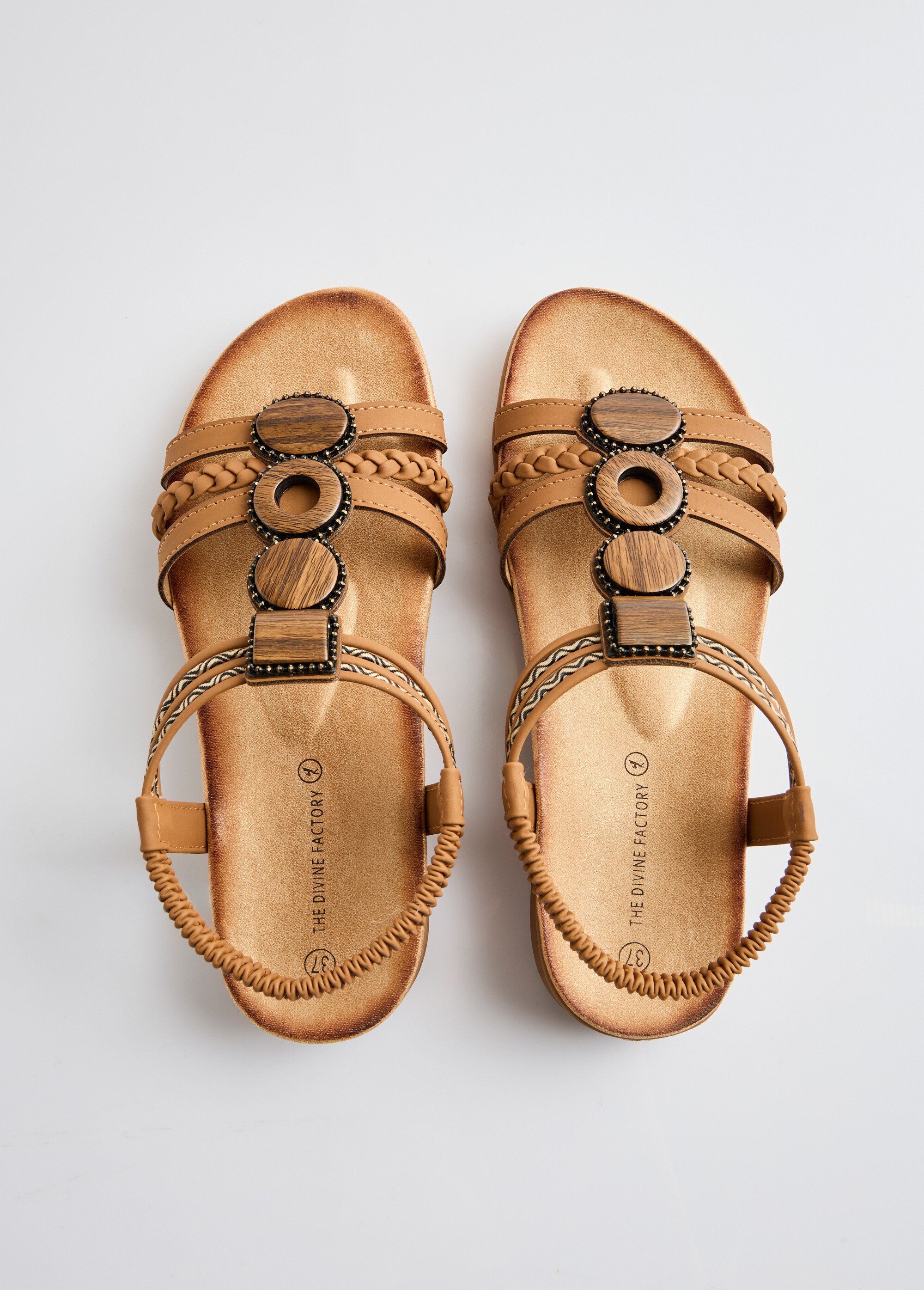 Sandales bijoux ouvertes compensées largeur confort Femme Marron OLEARES OV1