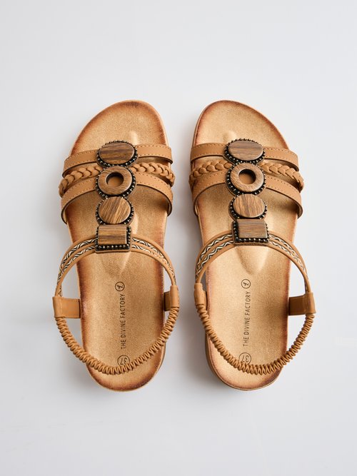 Sandales bijoux ouvertes compensées largeur confort Femme Marron OLEARES OV1