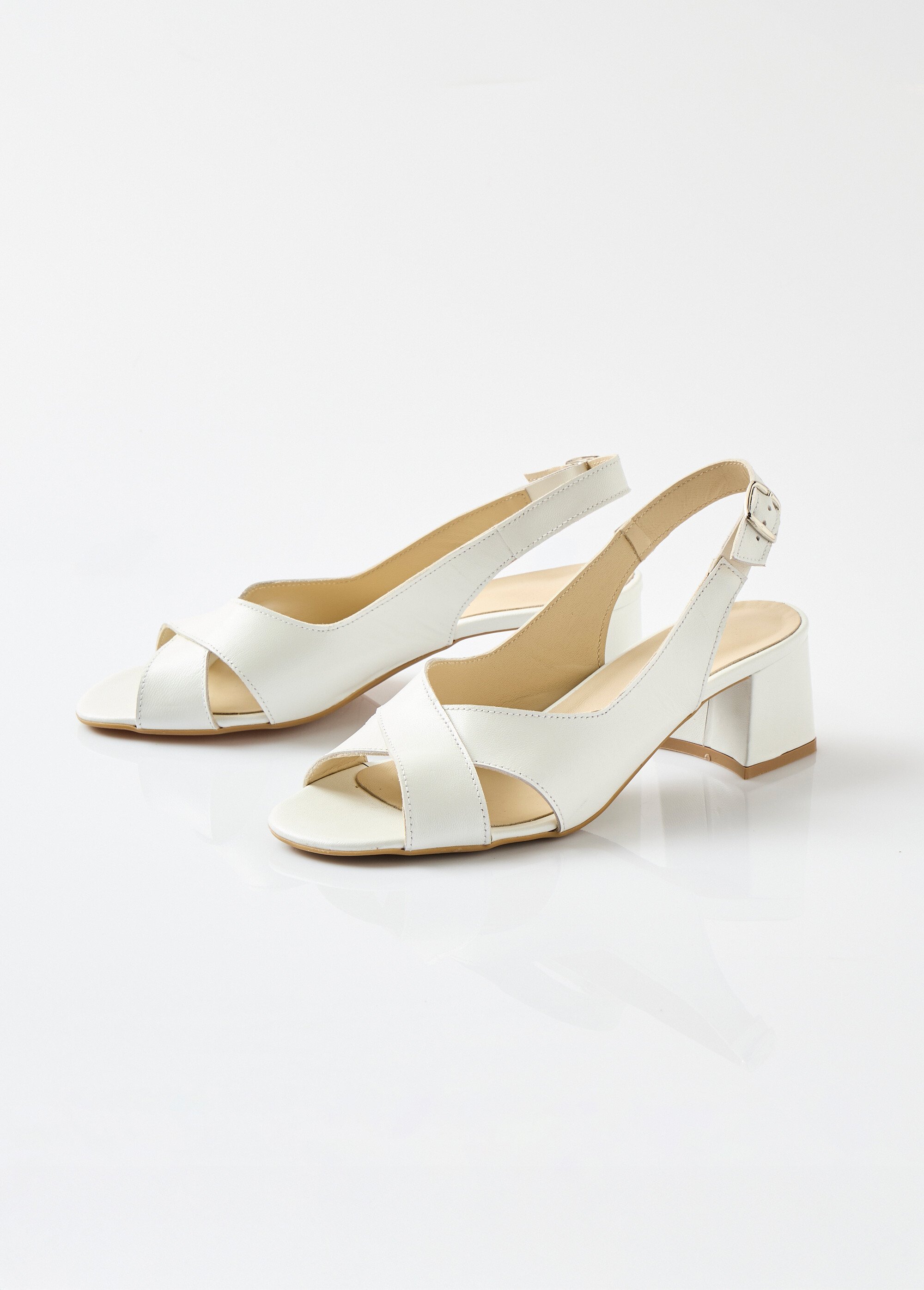 Sandales brides croisées à talon cuir Femme Blanc OBALDINE DE1