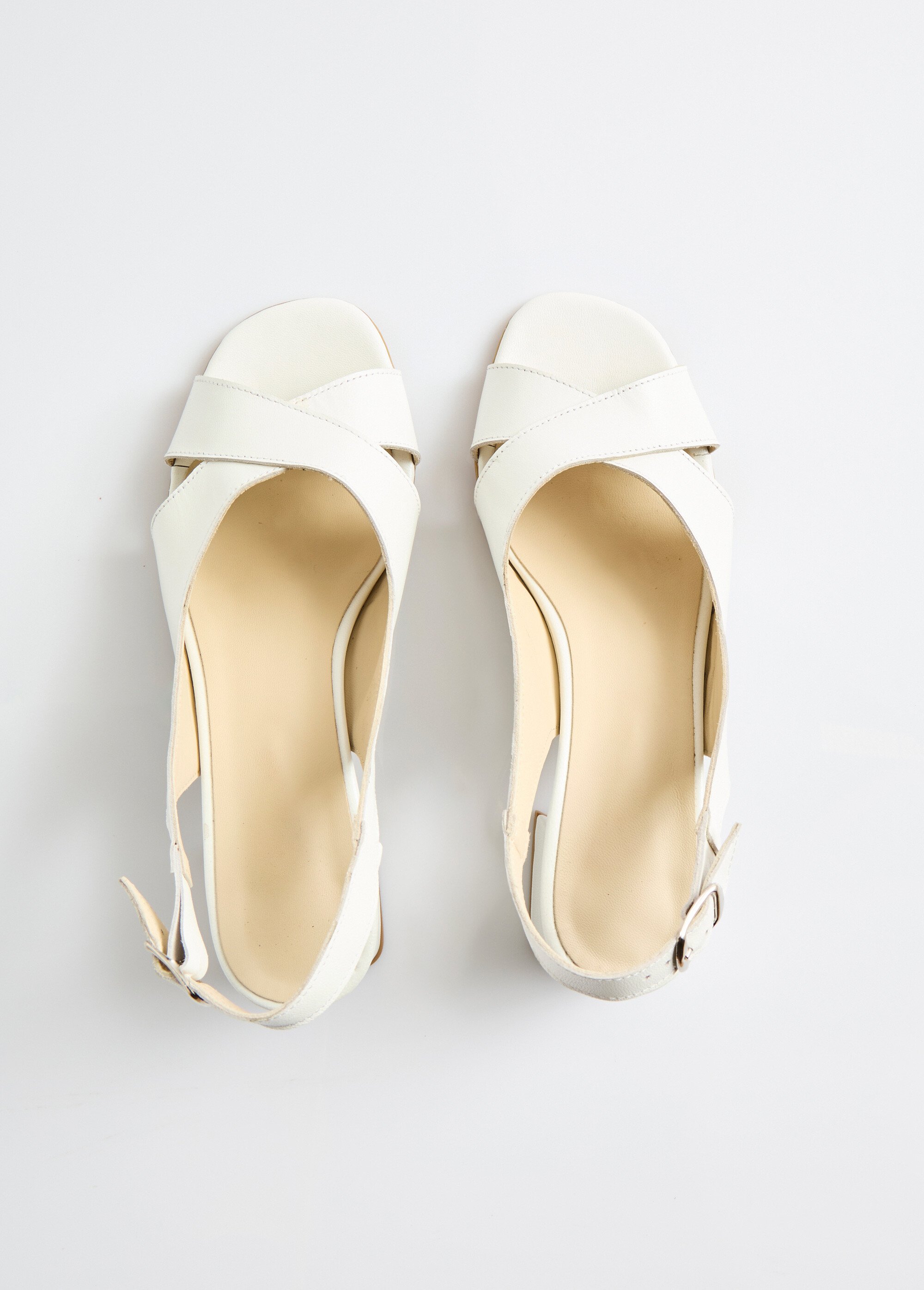 Sandales brides croisées à talon cuir Femme Blanc OBALDINE OV1