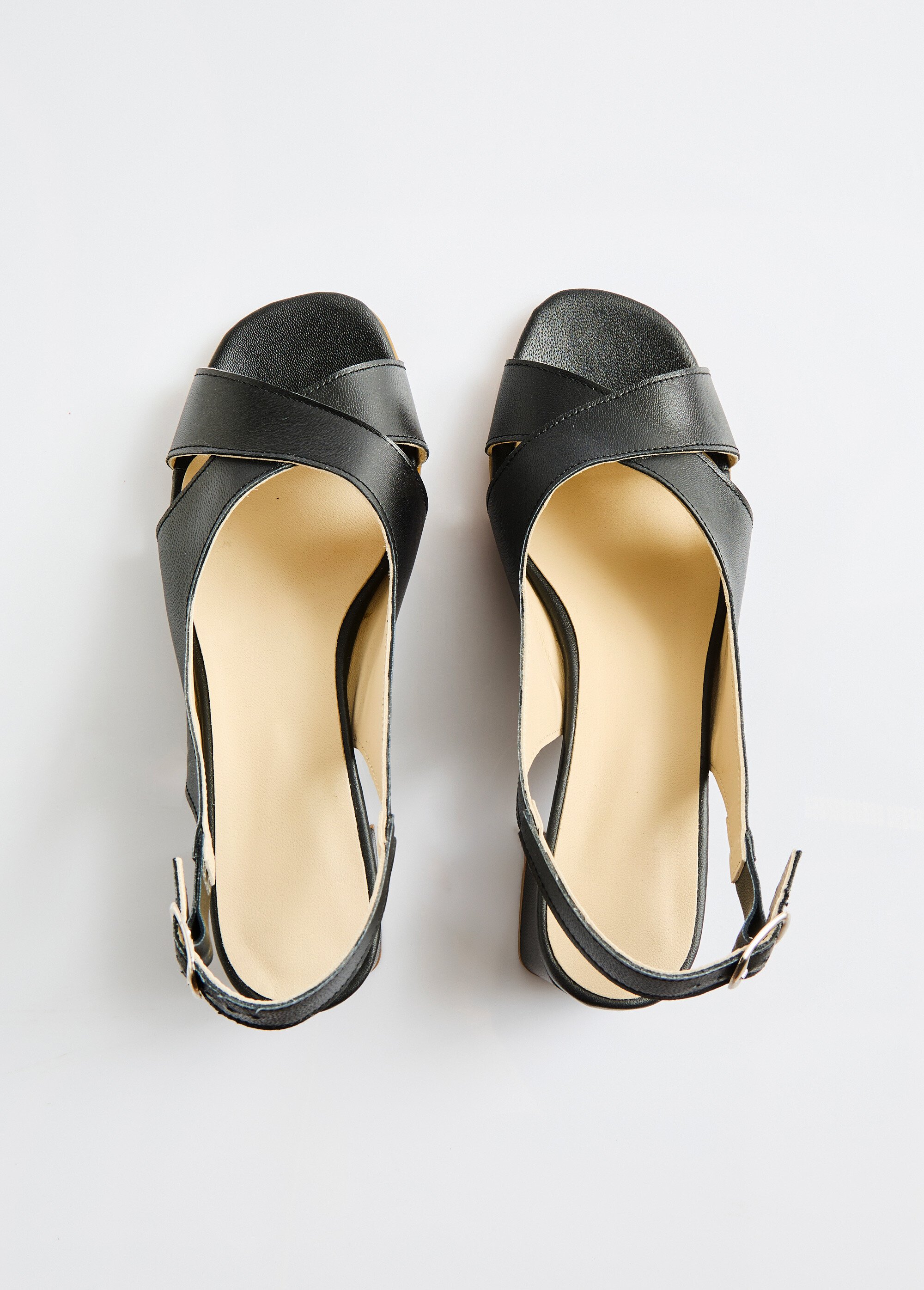 Sandales brides croisées à talon cuir Femme Noir OBALDINE OV1