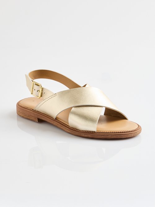 Sandales plates brides croisées Femme Doré ORMOY FA1
