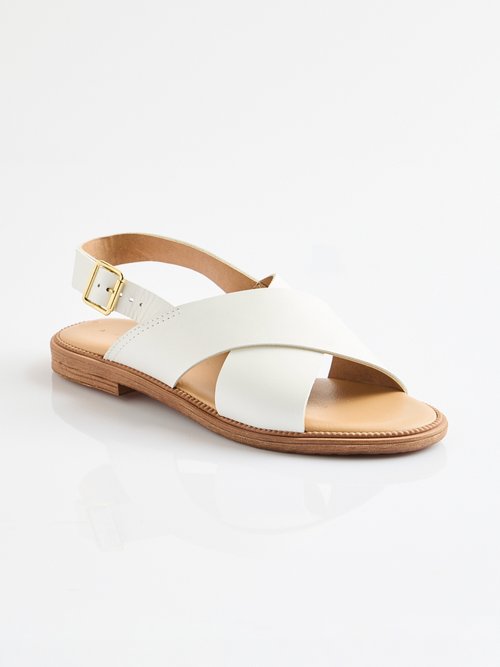 Sandales plates brides croisées Femme Blanc ORMOY FA1