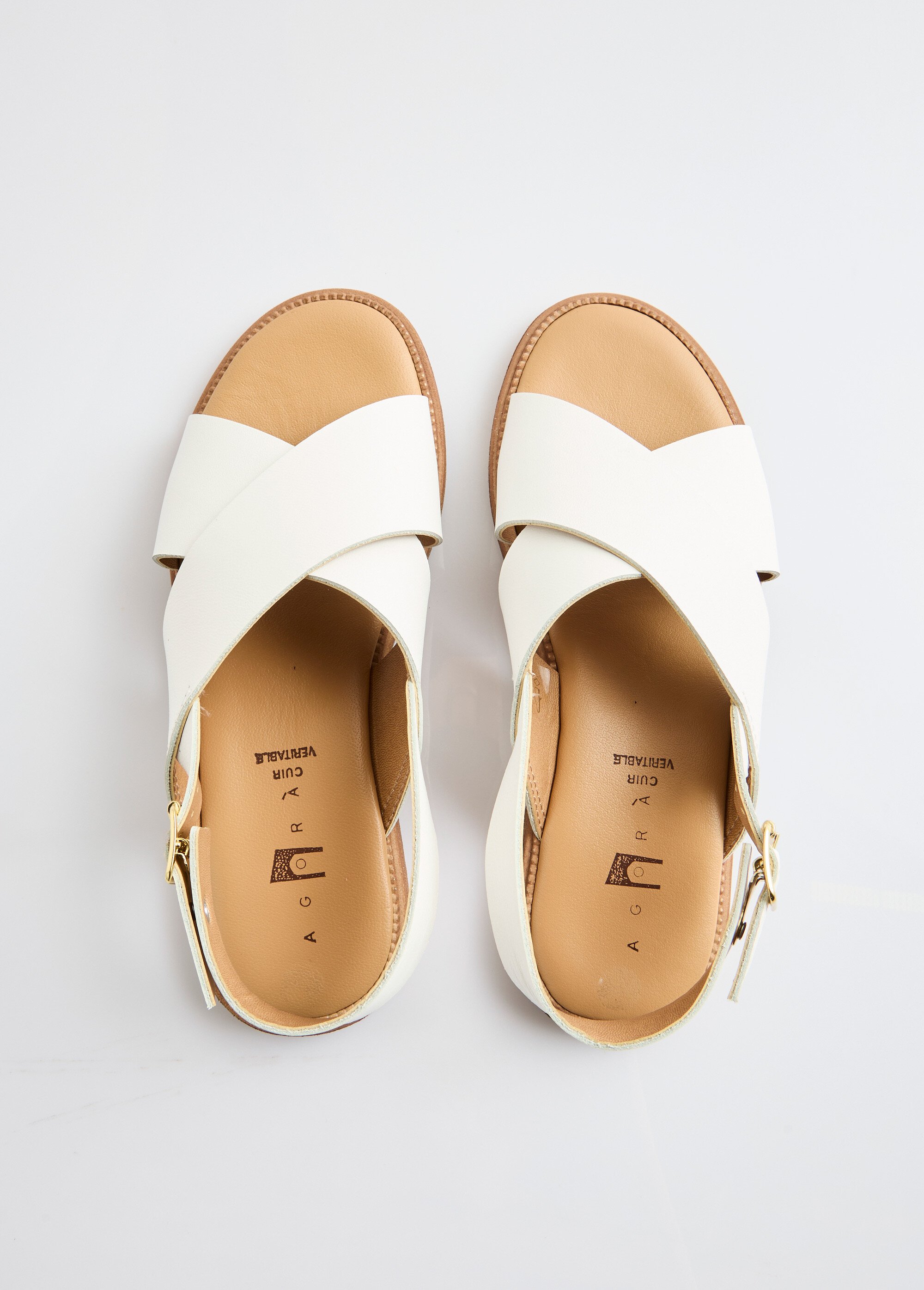 Sandales plates brides croisées Femme Blanc ORMOY OV1