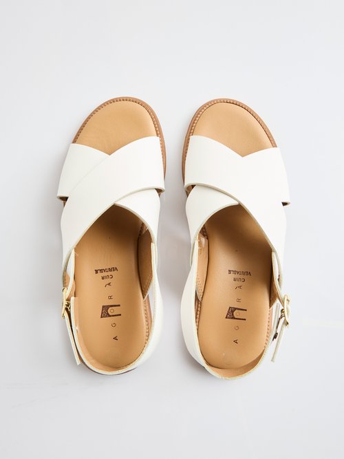 Sandales plates brides croisées Femme Blanc ORMOY OV1