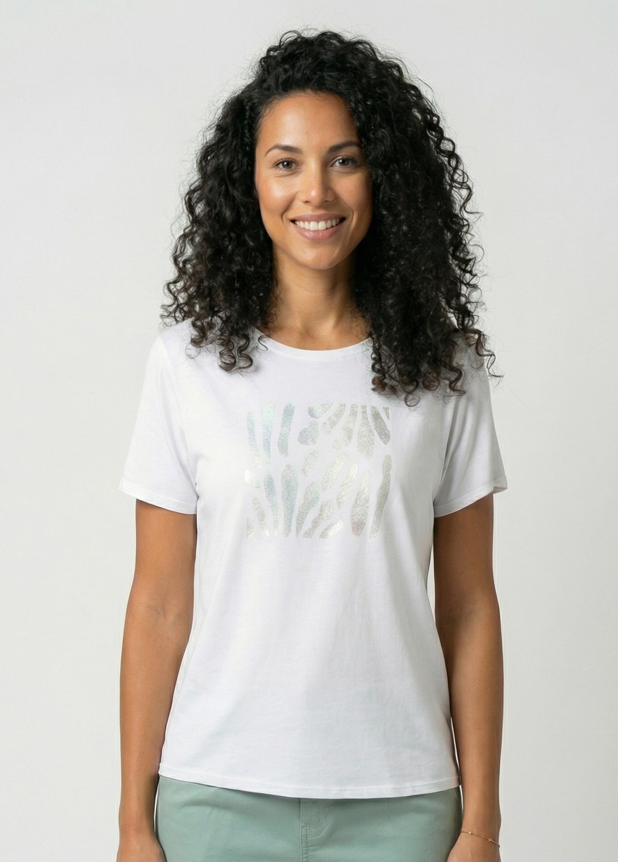 T-shirt manches courtes motif graphique Femme Blanc CODOU FA1