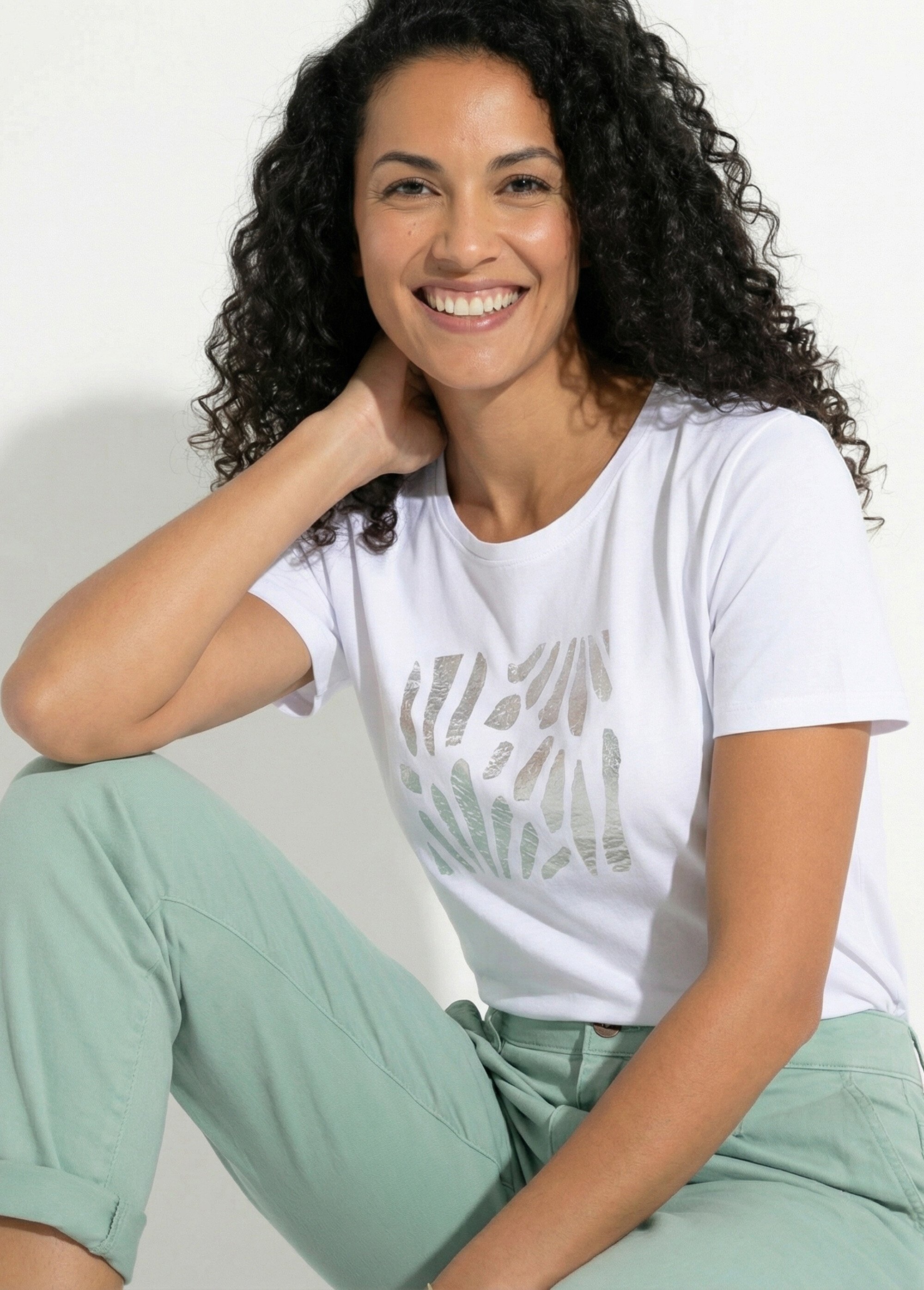 T-shirt manches courtes motif graphique Femme Blanc CODOU MV1