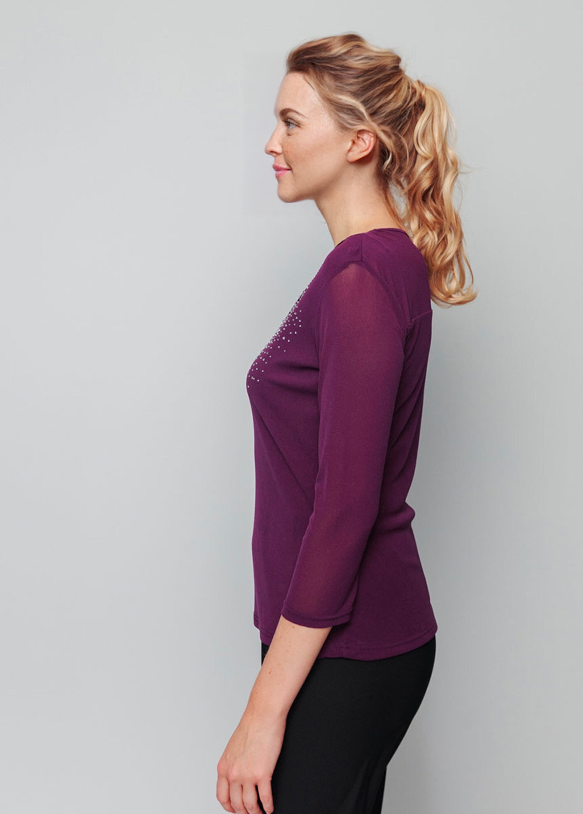 Tunique résille avec broderies et strass Femme Violet CADE GA1
