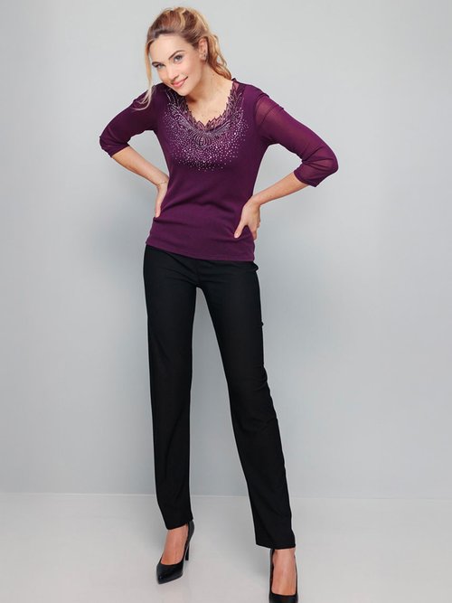 Tunique résille avec broderies et strass Femme Violet CADE SF1