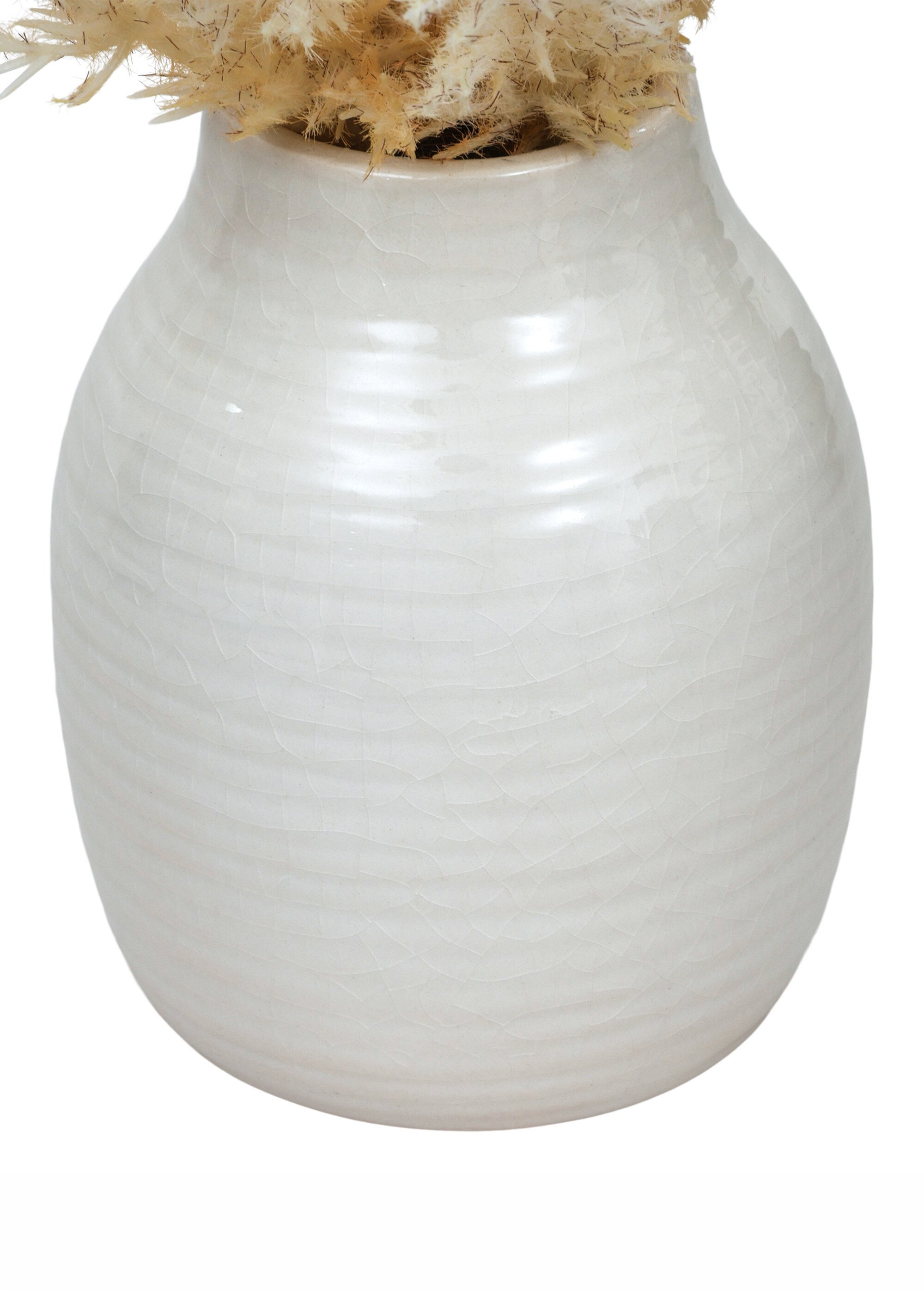 Vase avec graminées artificielles JAMES Blanc JJA-219007 DE1