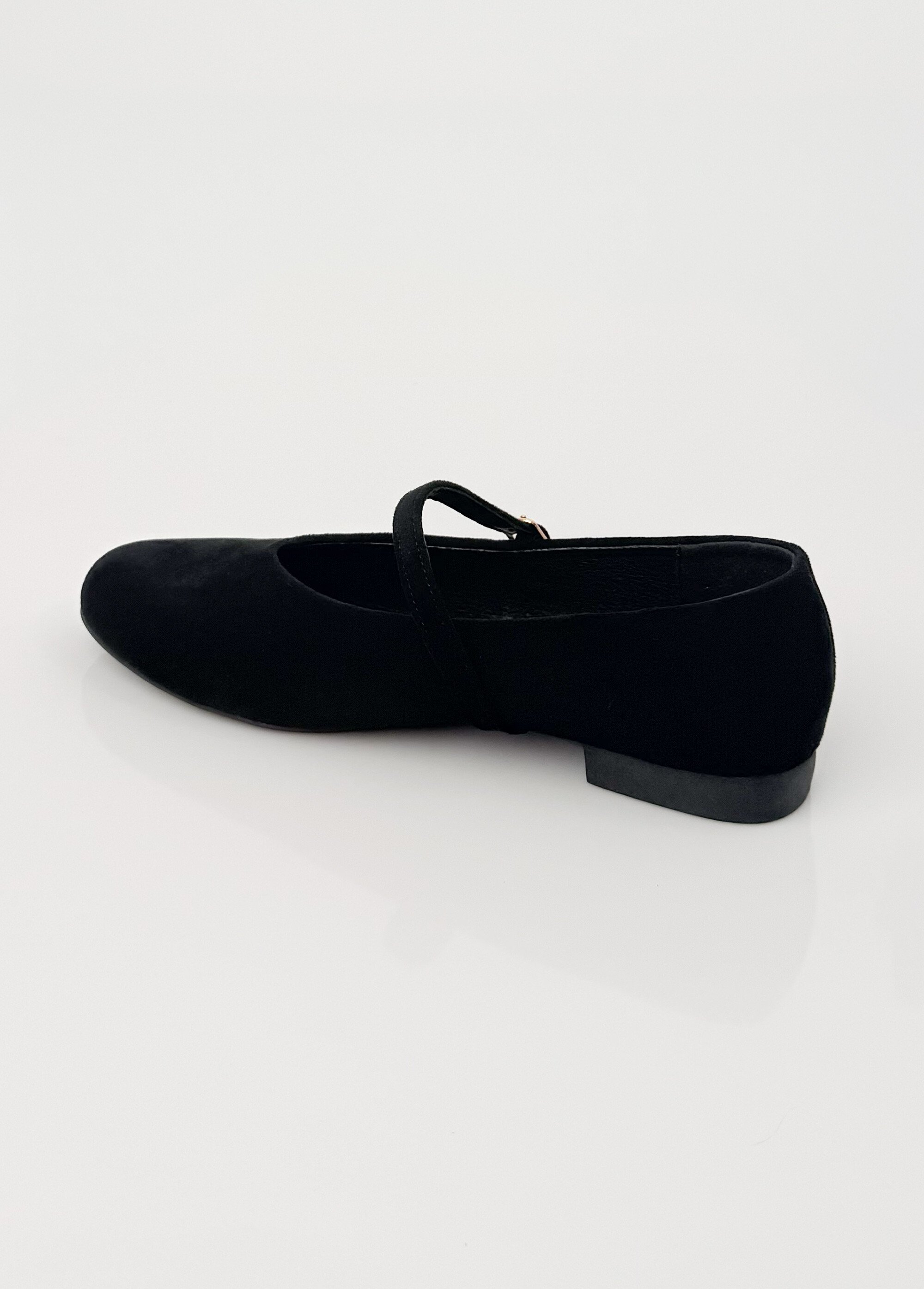 Ballerines babies plates façon cuir suédé Femme Noir LBS-BYG1671 DO1