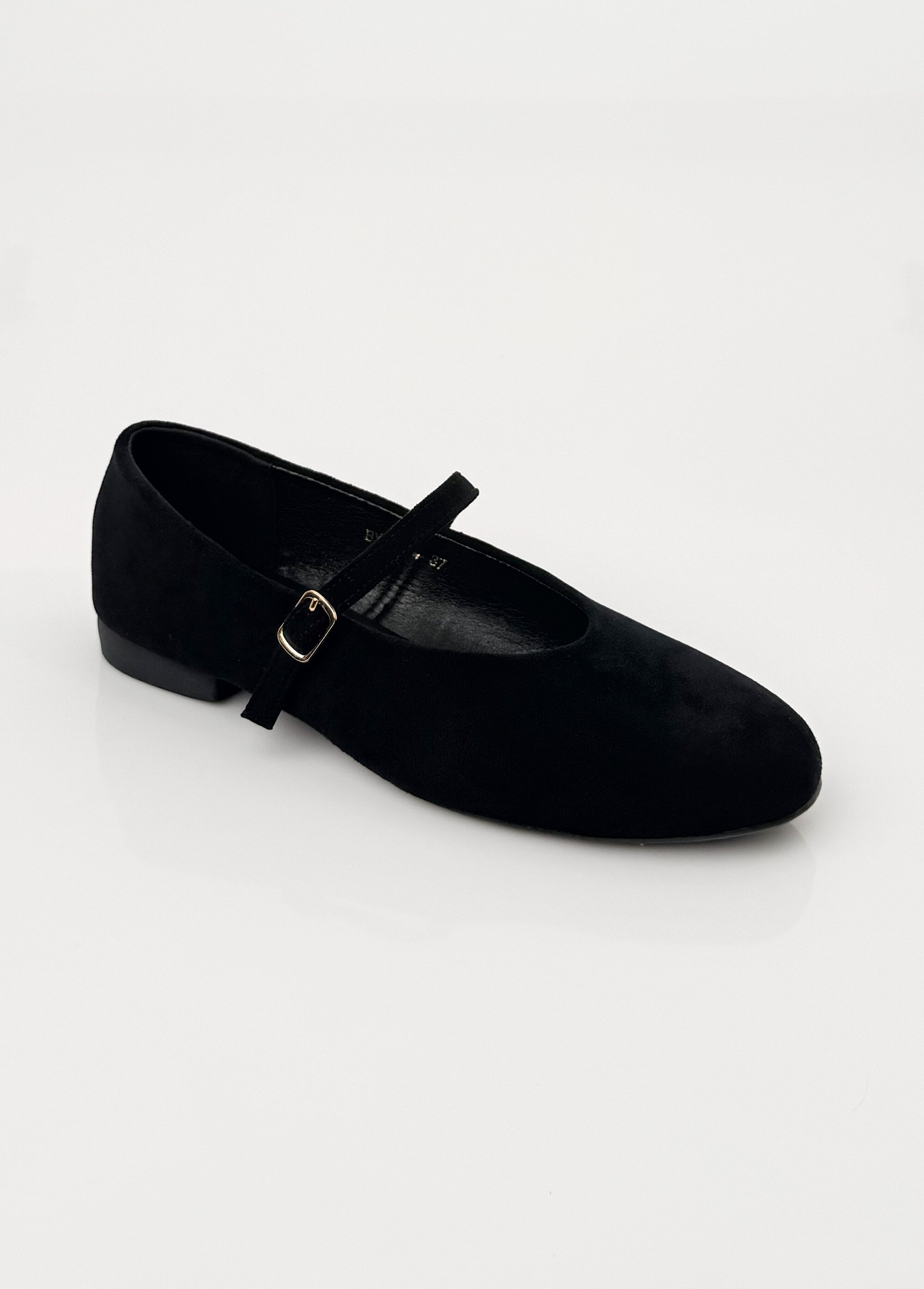 Ballerines babies plates façon cuir suédé Femme Noir LBS-BYG1671 FA1