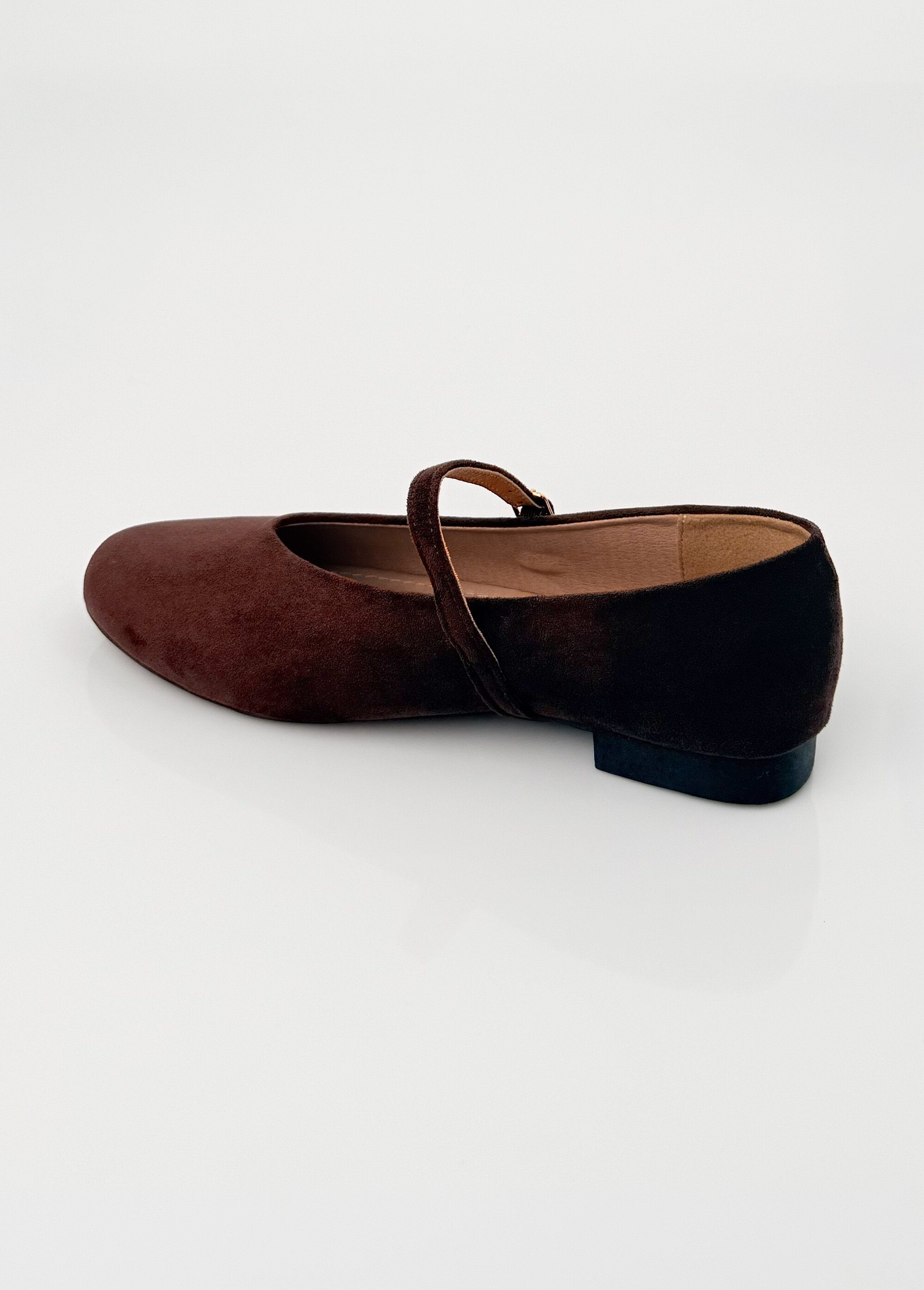 Ballerines babies plates façon cuir suédé Femme Marron LBS-BYG1671 DO1