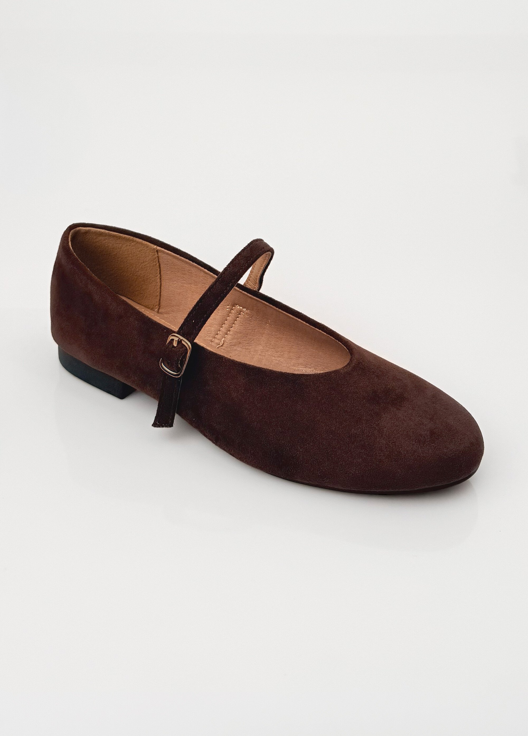 Ballerines babies plates façon cuir suédé Femme Marron LBS-BYG1671 FA1